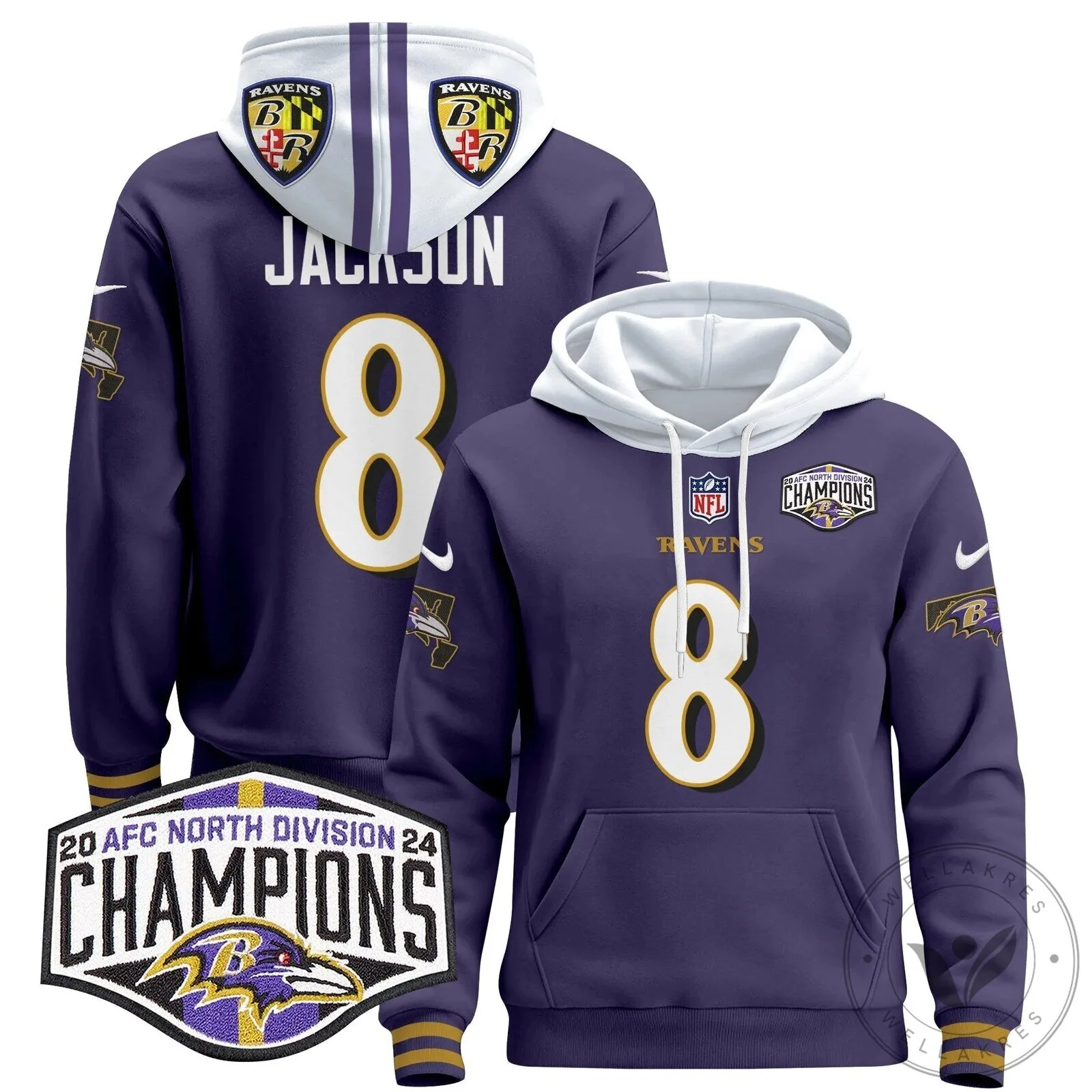Baltimore Ravens 2024 AFC North Division Champions Henry 22 Hoodie 79 Baltimore Ravens 2024 AFC North Division Champions Henry 22 Hoodie
