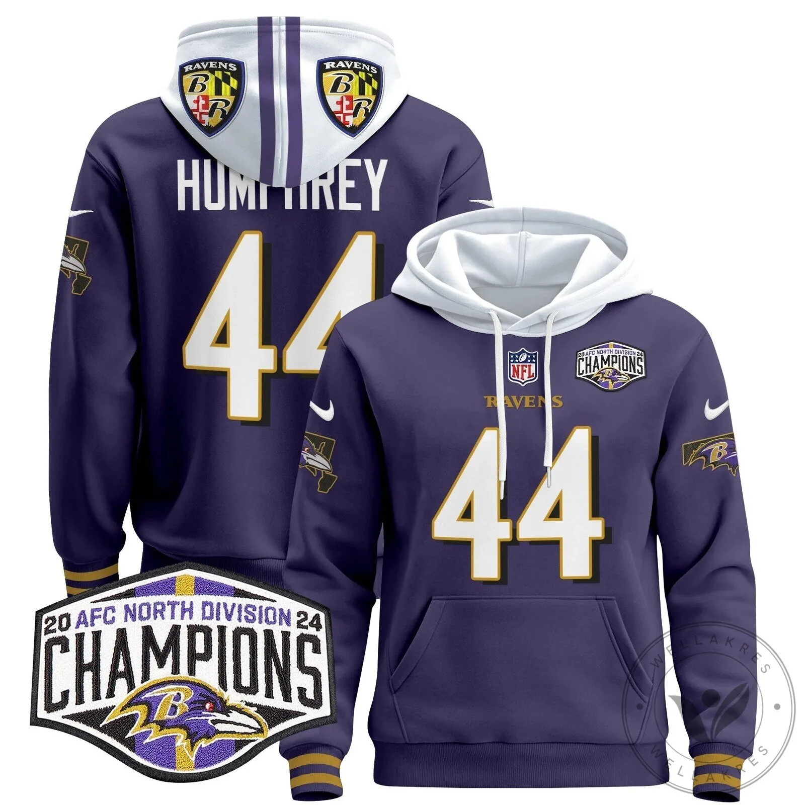 Baltimore Ravens 2024 AFC North Division Champions Henry 22 Hoodie 82 Baltimore Ravens 2024 AFC North Division Champions Henry 22 Hoodie