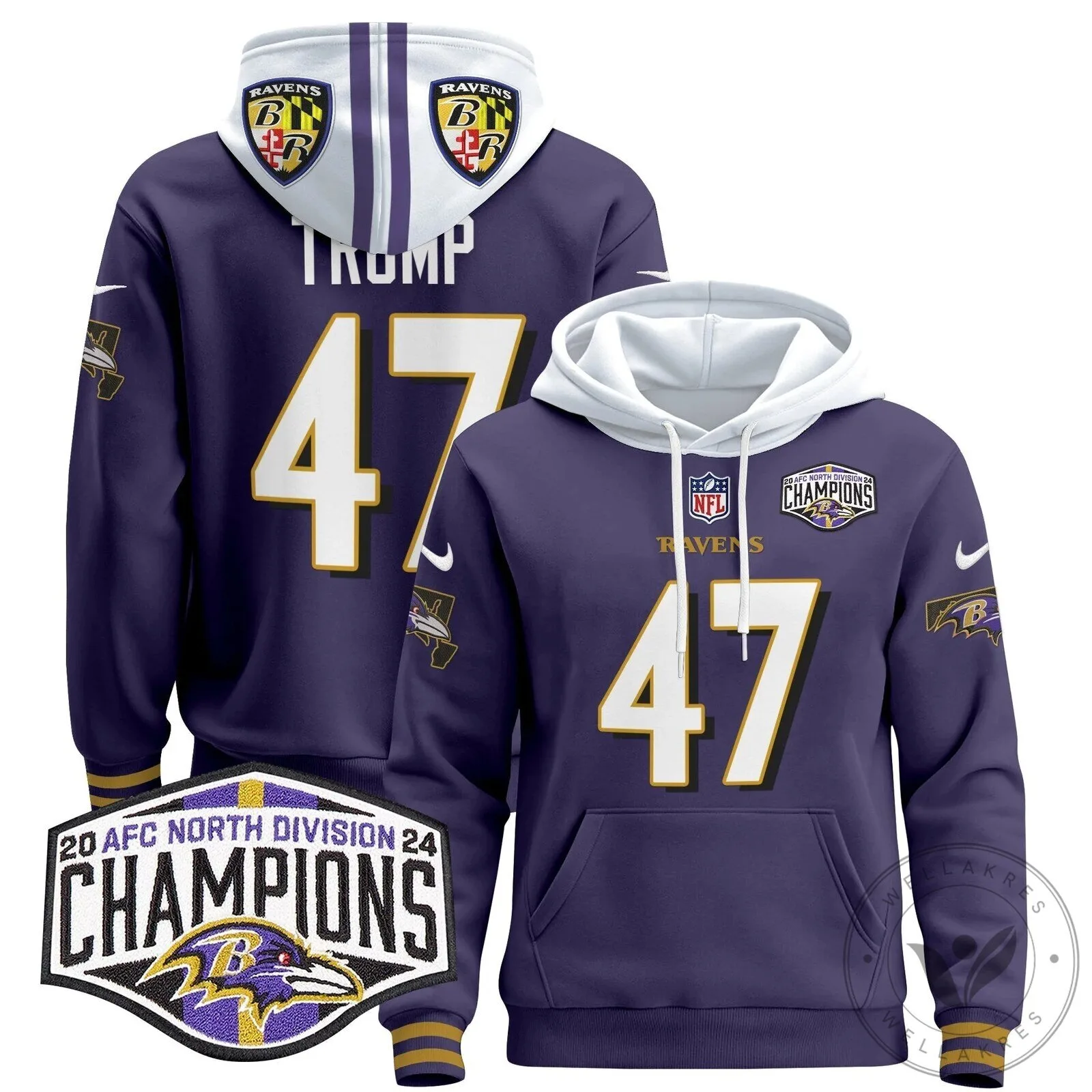 Baltimore Ravens 2024 AFC North Division Champions Henry 22 Hoodie 88 Baltimore Ravens 2024 AFC North Division Champions Henry 22 Hoodie