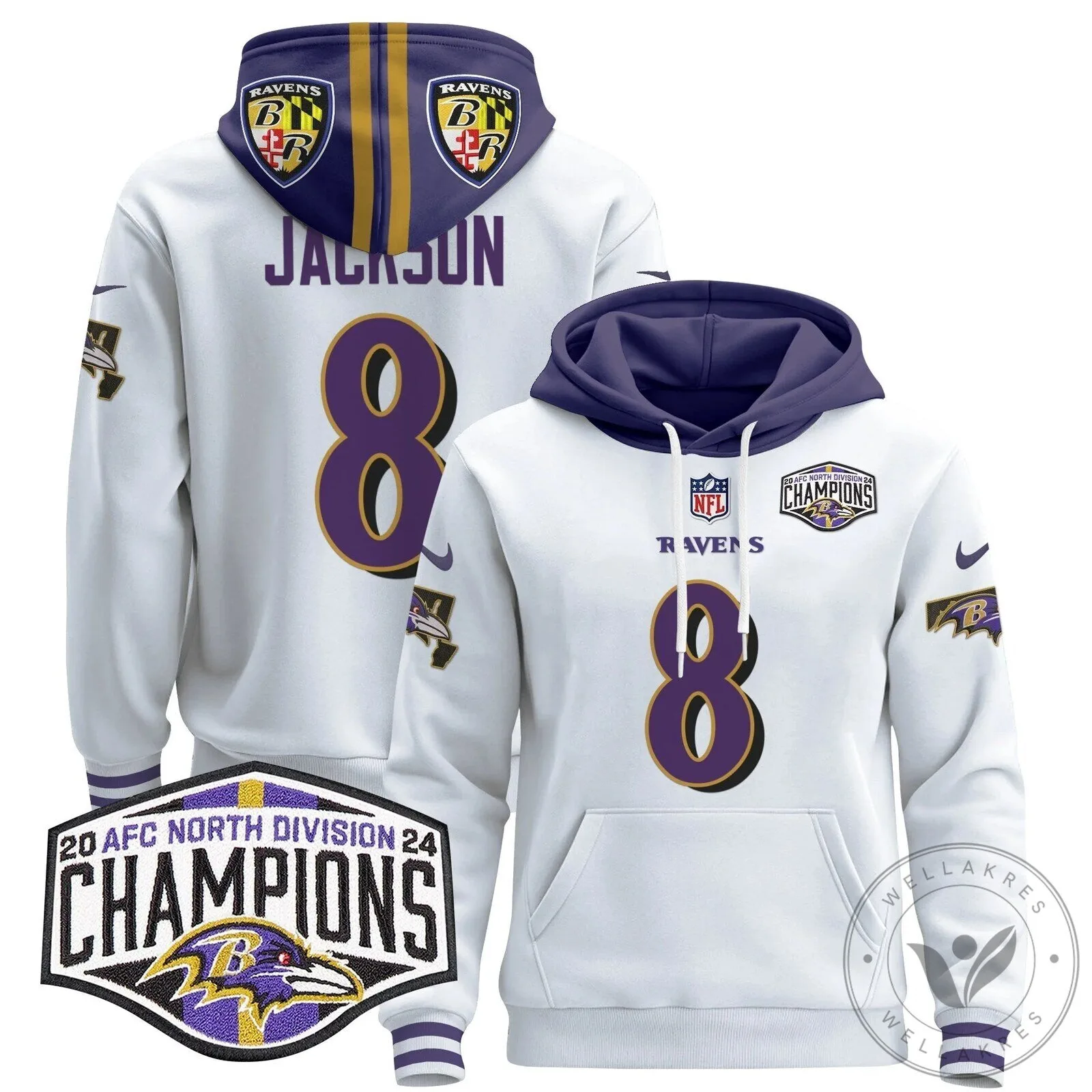 Baltimore Ravens 2024 AFC North Division Champions Henry 22 Hoodie 90 Baltimore Ravens 2024 AFC North Division Champions Henry 22 Hoodie