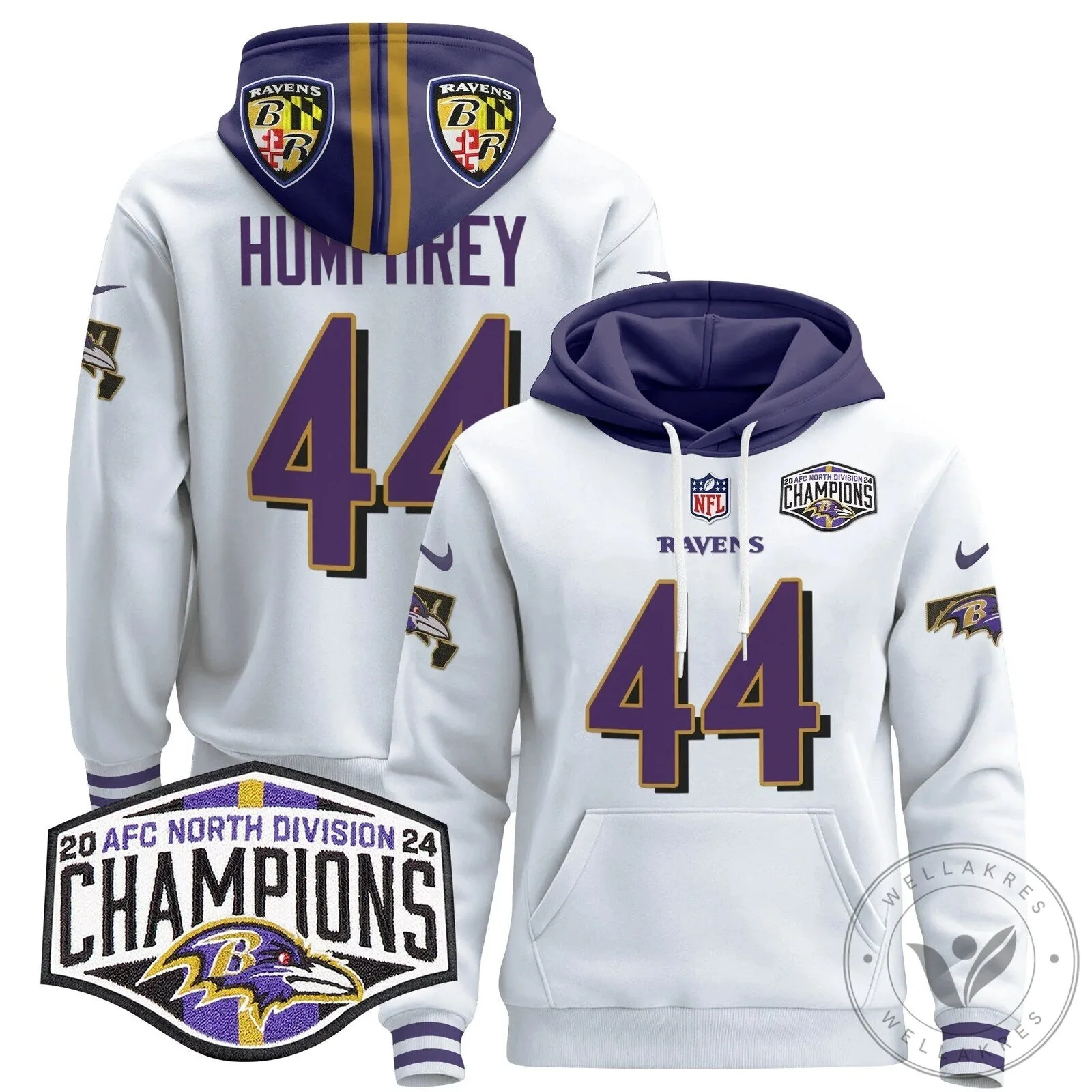 Baltimore Ravens 2024 AFC North Division Champions Henry 22 Hoodie 93 Baltimore Ravens 2024 AFC North Division Champions Henry 22 Hoodie