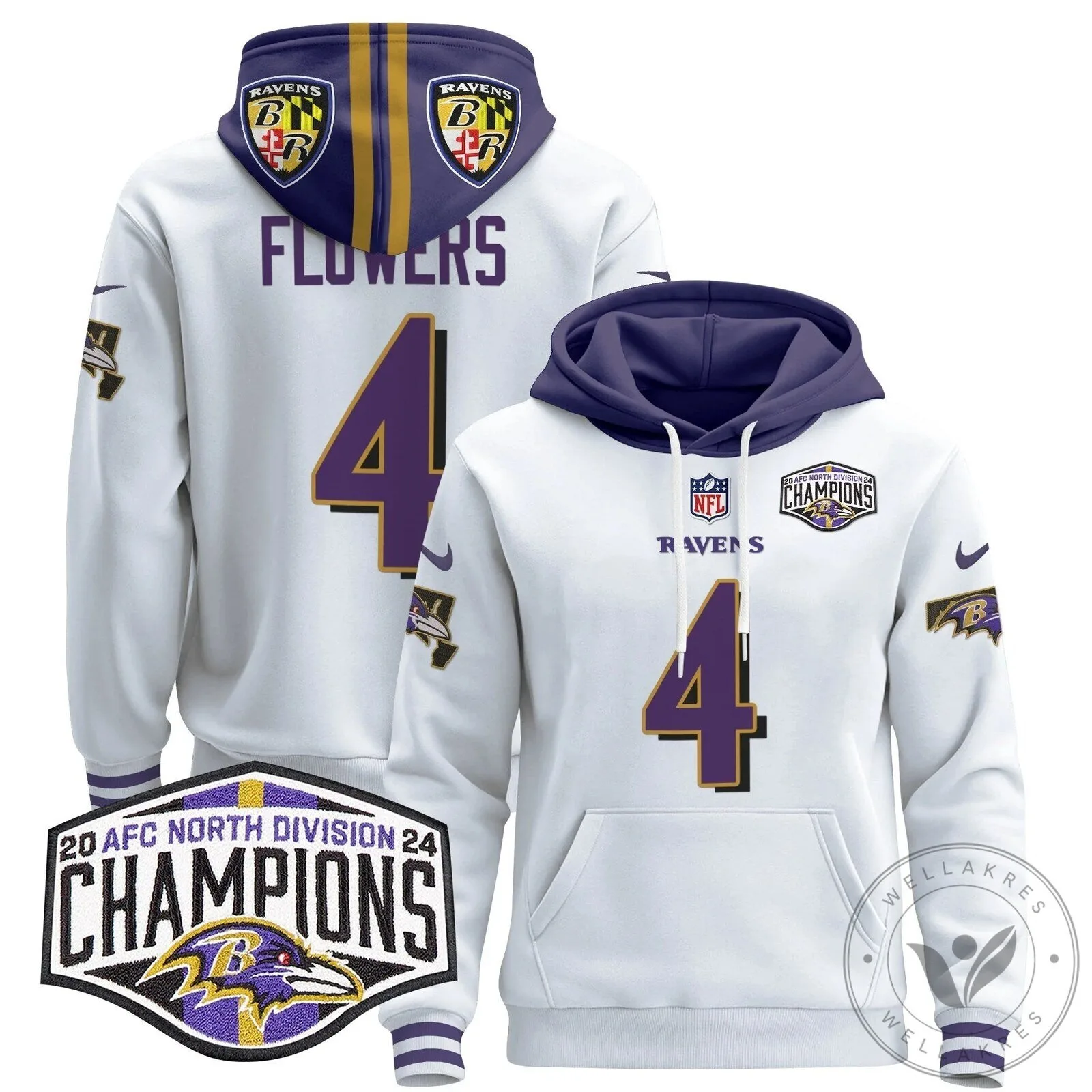 Baltimore Ravens 2024 AFC North Division Champions Henry 22 Hoodie 95 Baltimore Ravens 2024 AFC North Division Champions Henry 22 Hoodie
