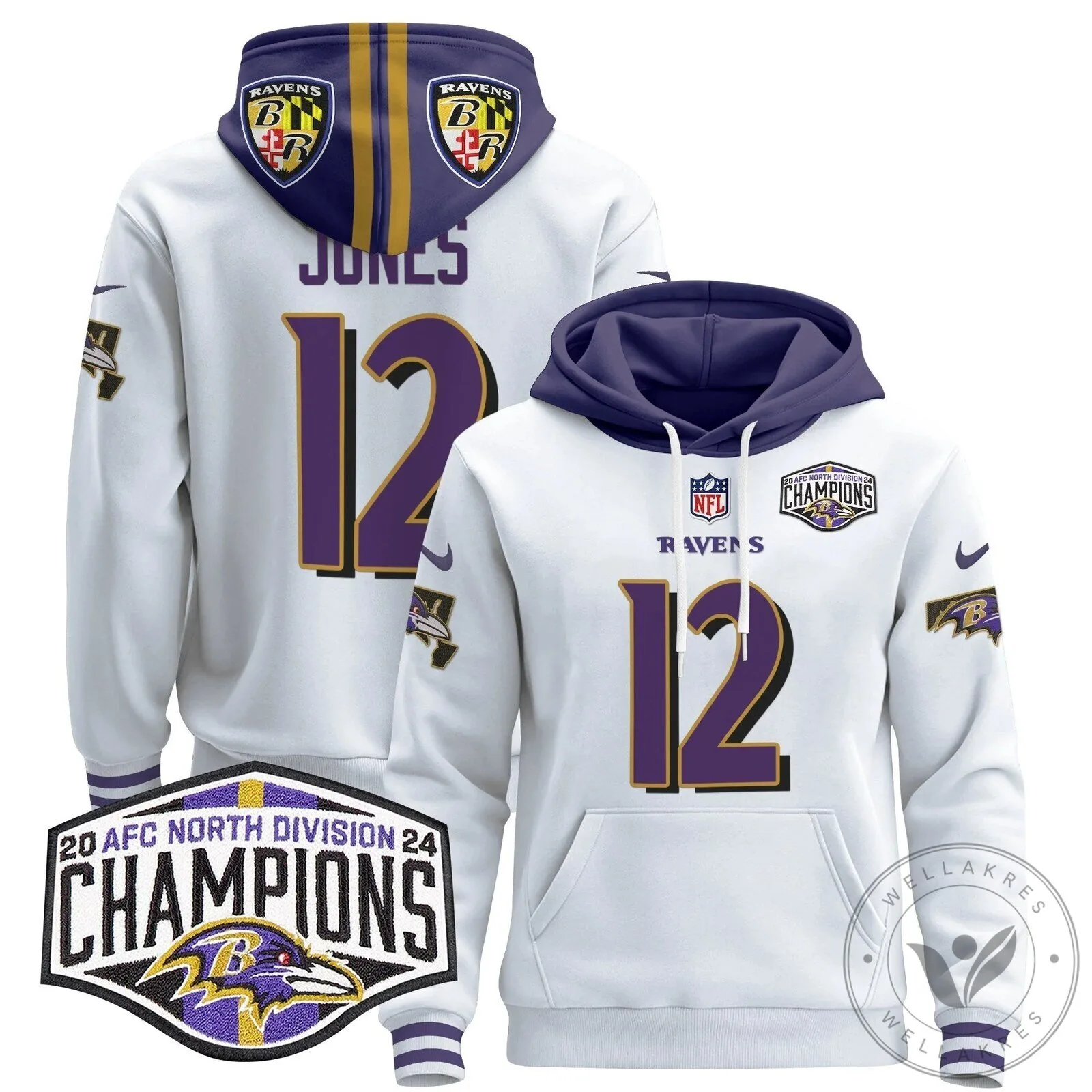 Baltimore Ravens 2024 AFC North Division Champions Henry 22 Hoodie 96 Baltimore Ravens 2024 AFC North Division Champions Henry 22 Hoodie