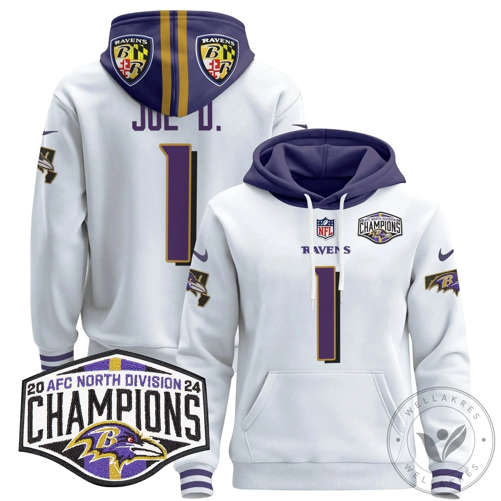 Baltimore Ravens 2024 AFC North Division Champions Henry 22 Hoodie 97 Baltimore Ravens 2024 AFC North Division Champions Henry 22 Hoodie