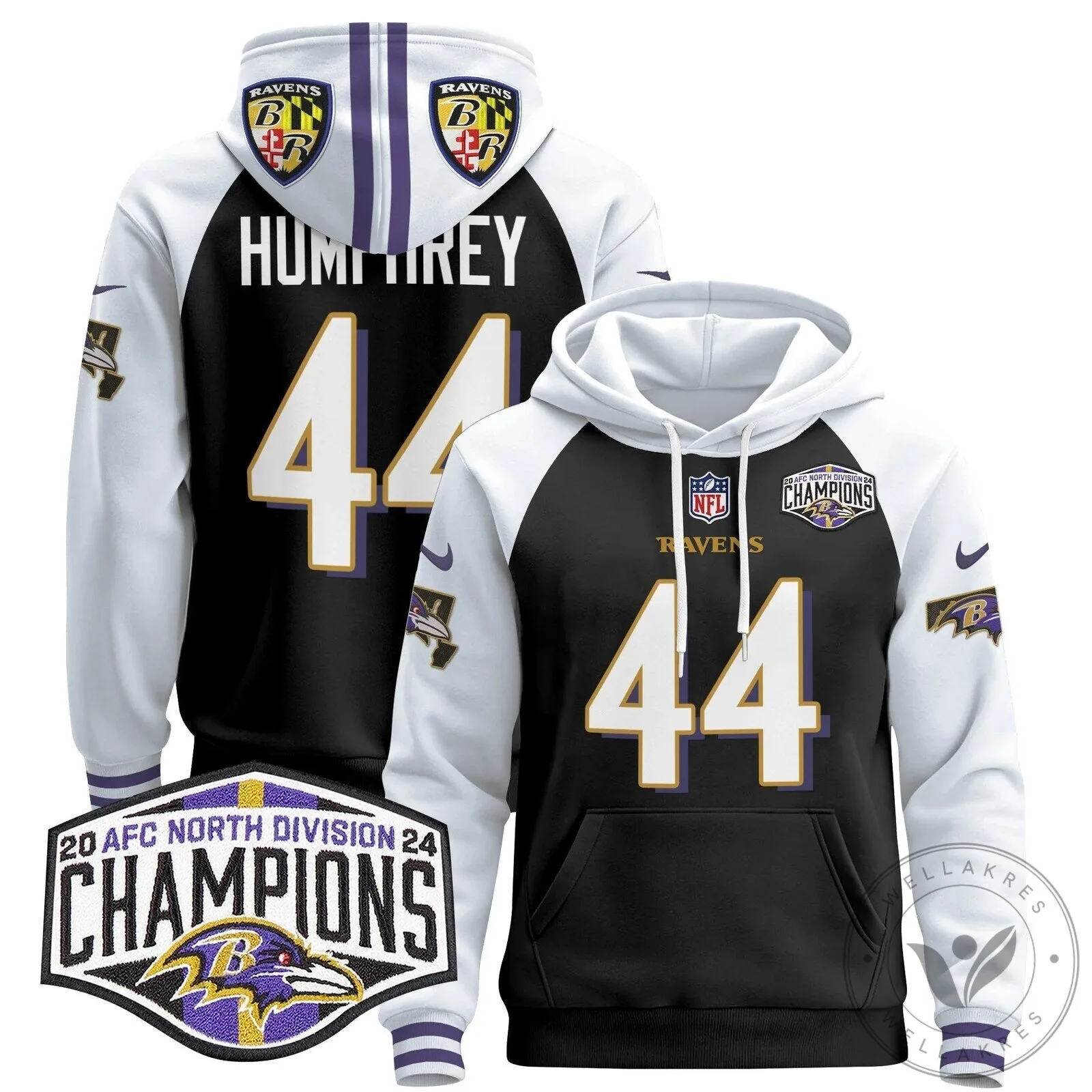 Baltimore Ravens 2024 AFC North Division Champions Henry 22 Hoodie 98 Baltimore Ravens 2024 AFC North Division Champions Henry 22 Hoodie