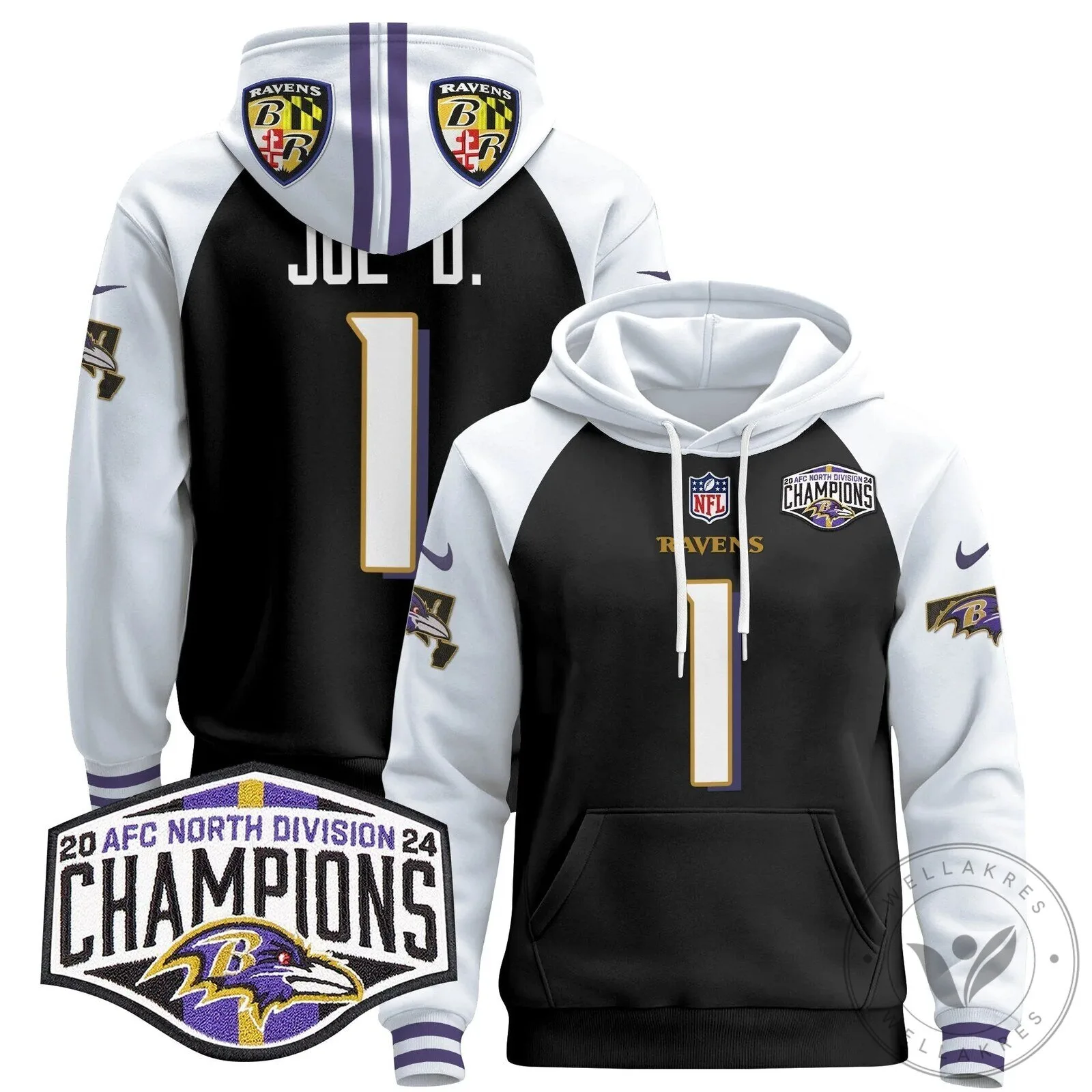 Baltimore Ravens 2024 AFC North Division Champions Henry 22 Hoodie 103 Baltimore Ravens 2024 AFC North Division Champions Henry 22 Hoodie