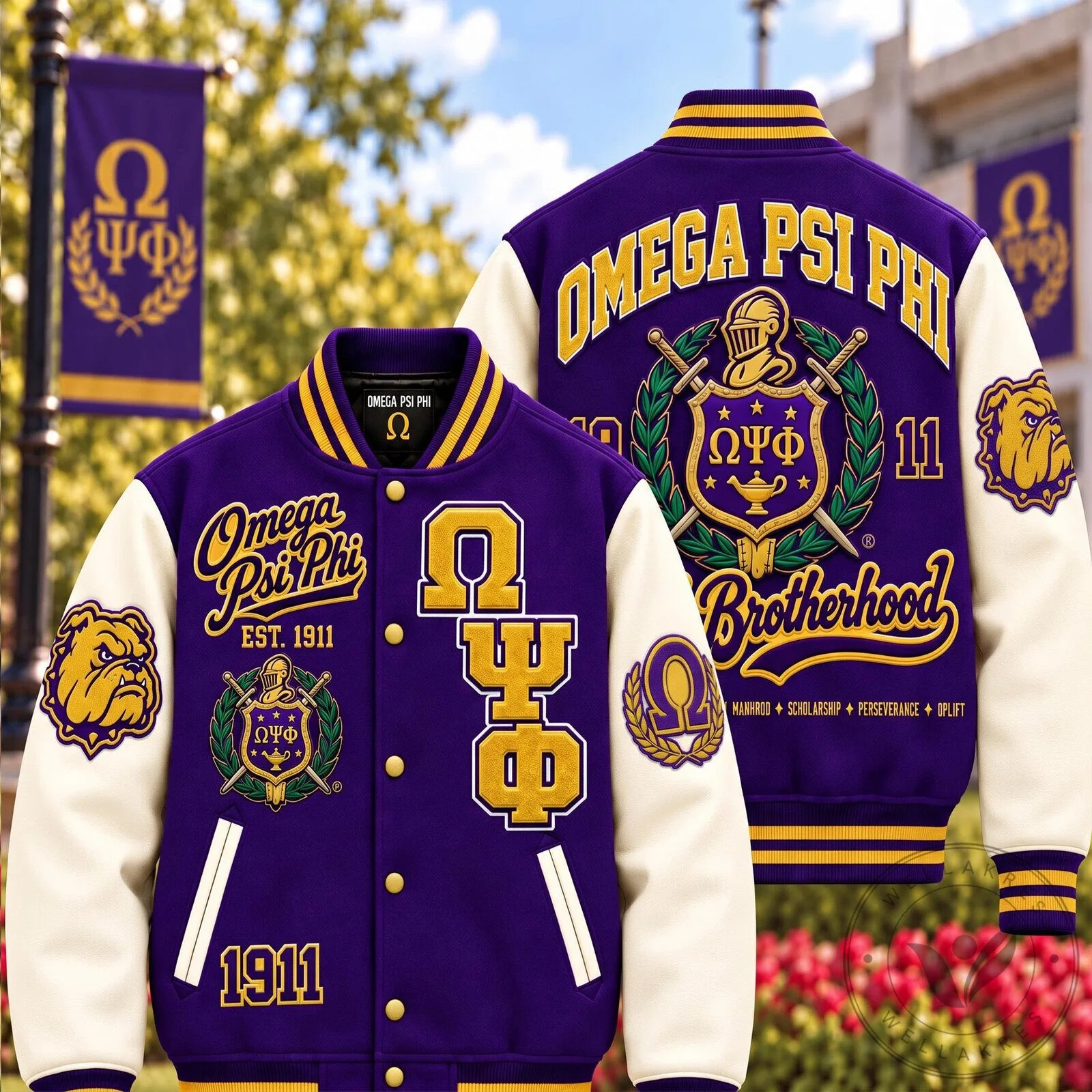 Purple and White Varsity Jacket for Omega Psi Phi Fraternity