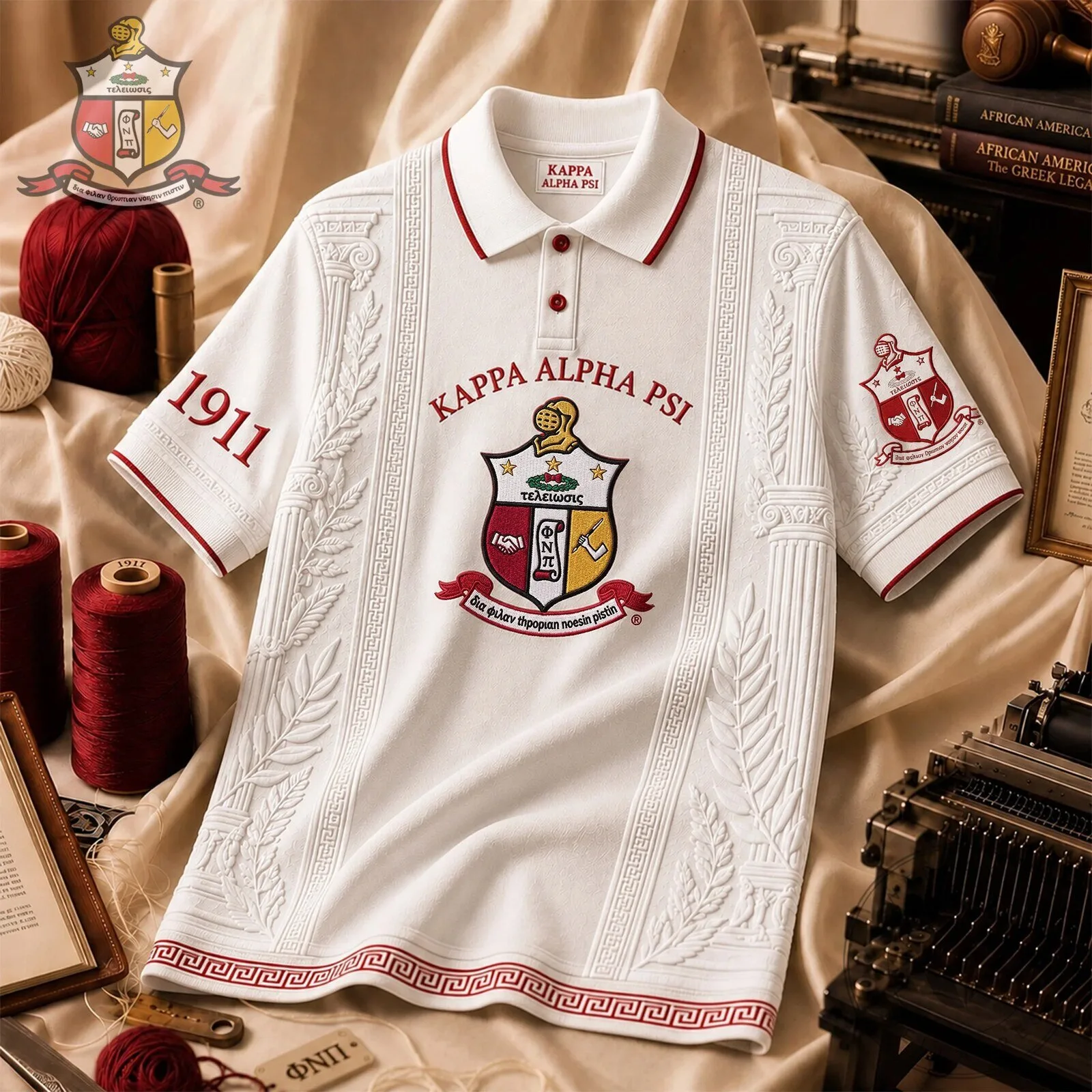 Embroidered Polo Shirt with Greek Letters for Kappa Alpha Psi Fraternity 1 Embroidered Polo Shirt with Greek Letters for Kappa Alpha Psi Fraternity