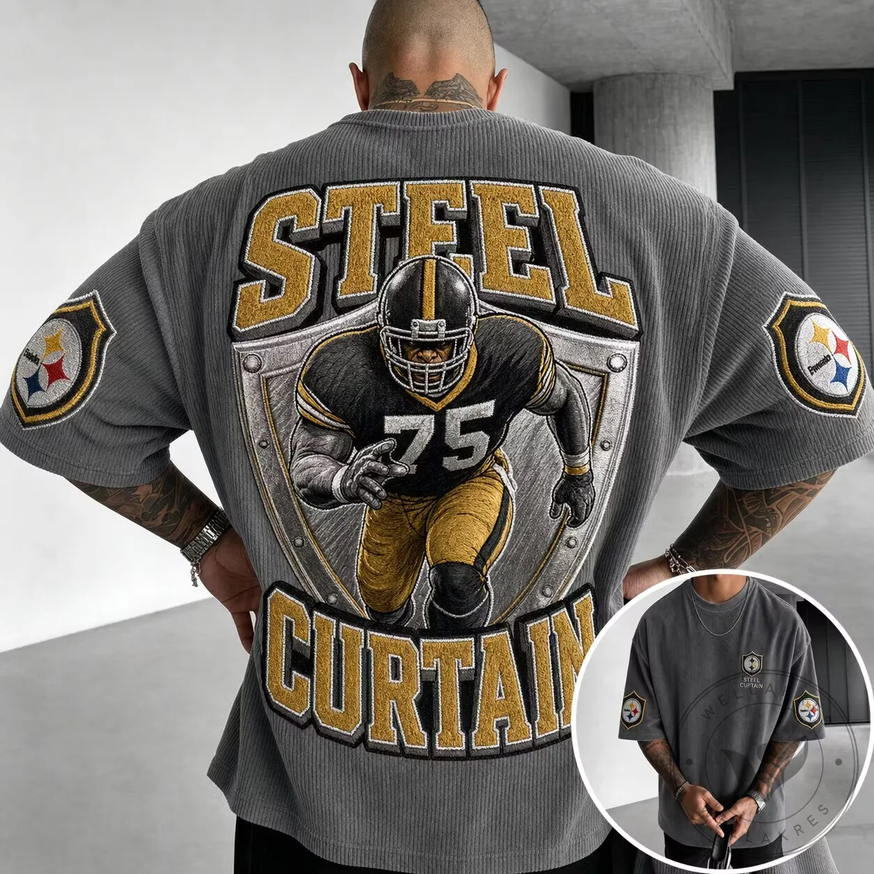 Vintage Graphic Tee featuring the Pittsburgh Football Steel Curtain