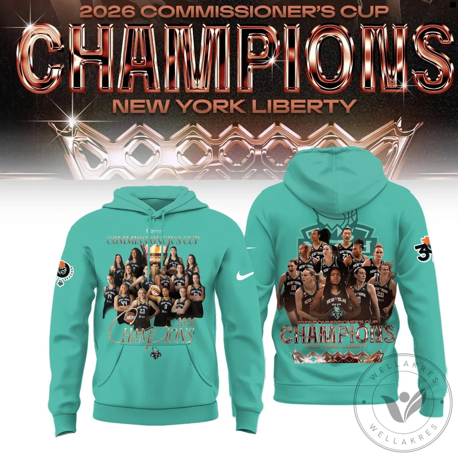 2026 Commissioner's Cup Champions Hoodie - New York Liberty Team Apparel