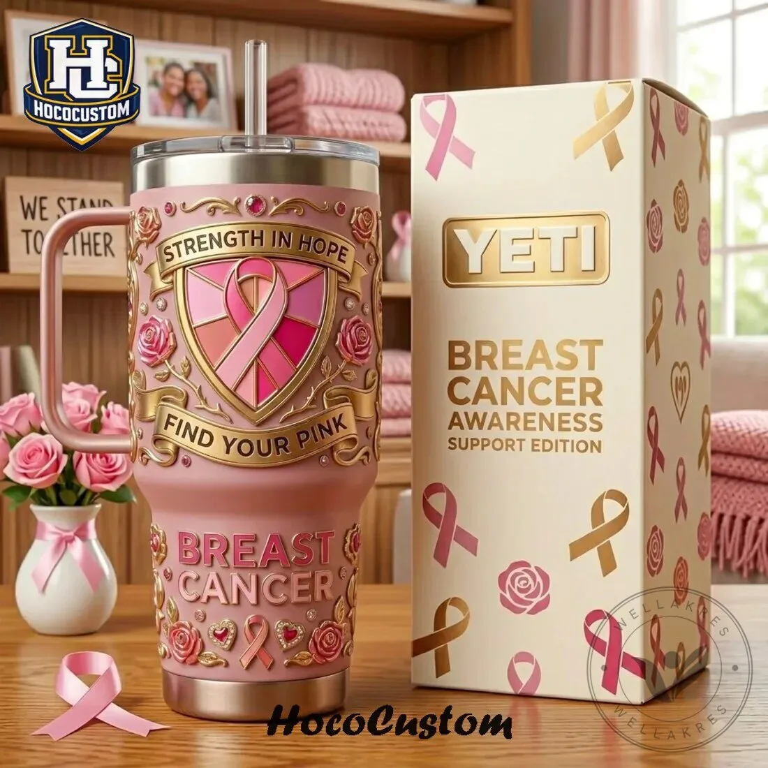Yeti 26 oz Breast Cancer Awareness Tumbler with Handle