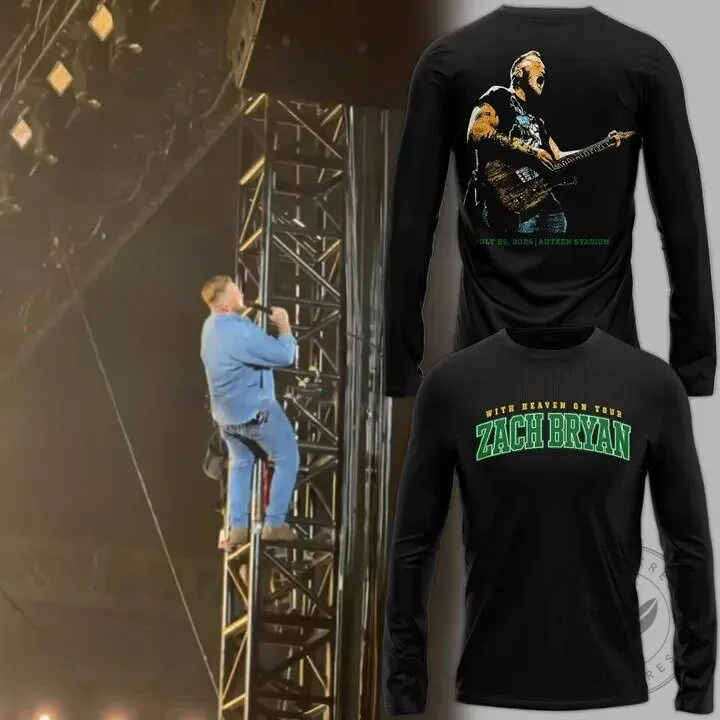 Zach Bryan With Heaven On Tour Long Sleeve Concert Shirt 2 Zach Bryan With Heaven On Tour Long Sleeve Concert Shirt
