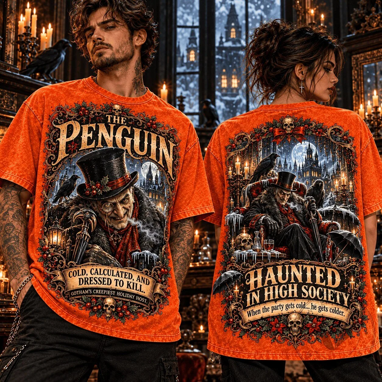 The Penguin Gotham City Christmas Haunted High Society Holiday T-Shirt