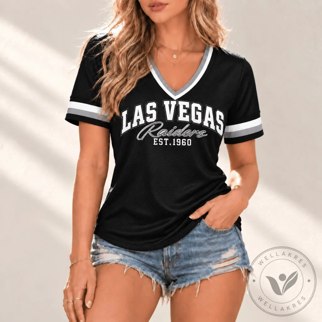 Las Vegas Raiders Established 1960 Women's V-Neck Football T-Shirt