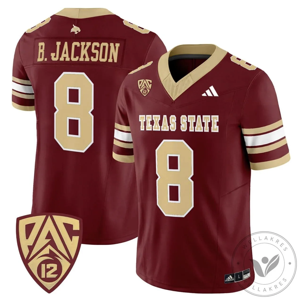 Texas State Bobcats B. Jackson Number 8 Football Jersey