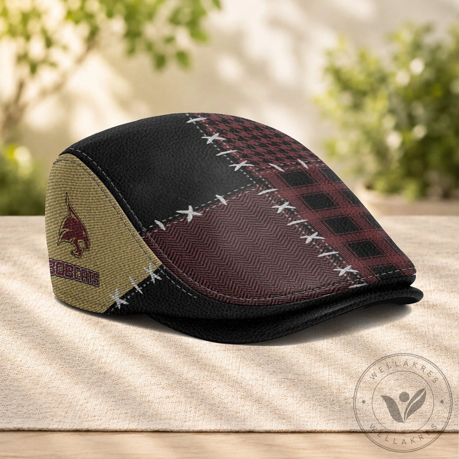 Texas State Bobcats Patchwork Flat Cap, NCAA College Golf Hat