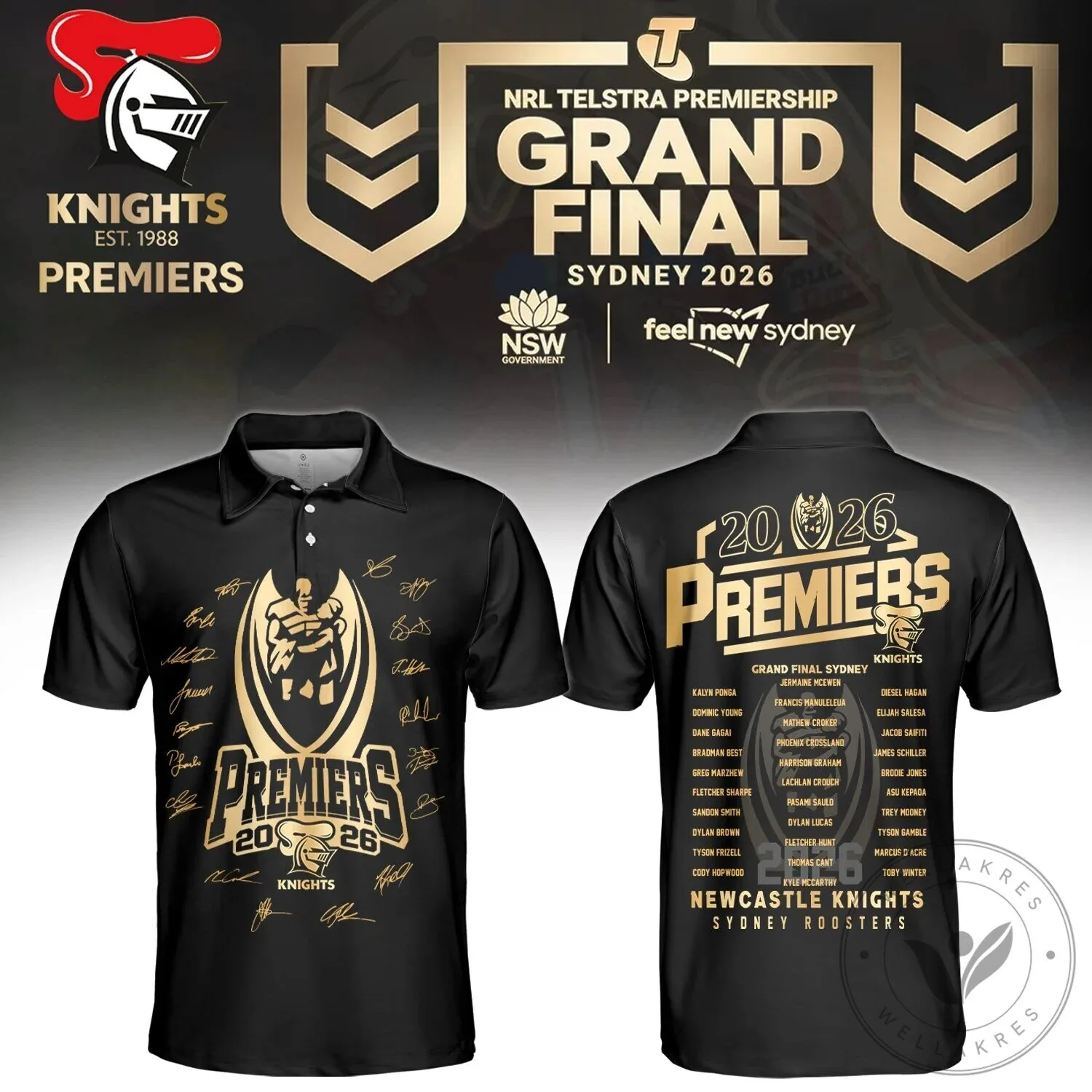2026 National Rugby League Premiers Polo Shirt - Newcastle Knights Edition