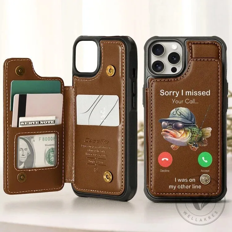 Funny Fishing Humor Sorry I Missed Your Call Wallet Phone Case