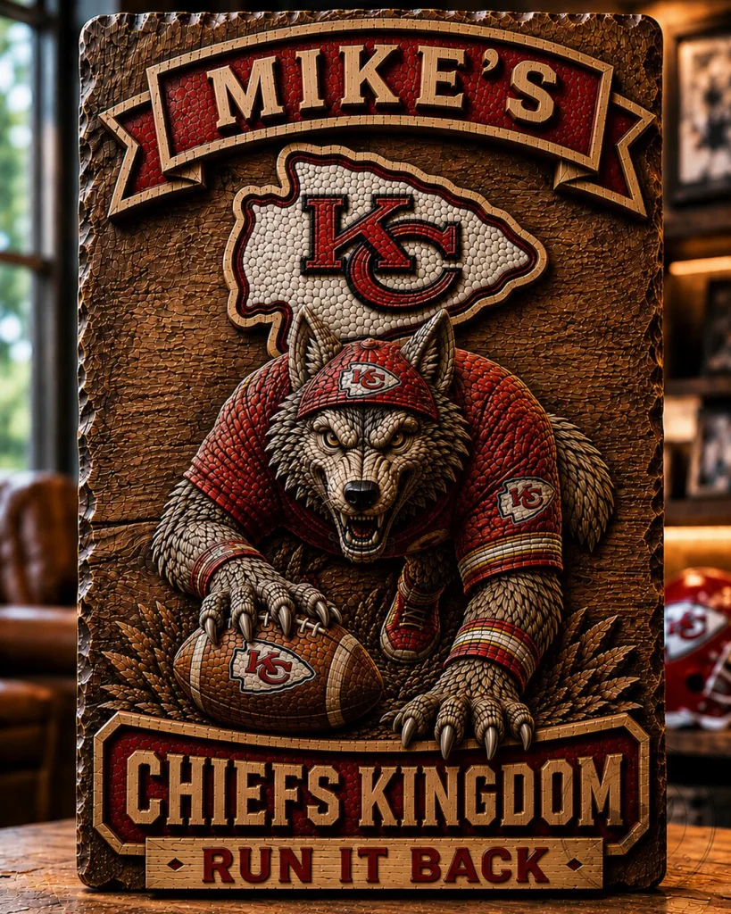 Kansas City Chiefs Wolf Mascot Wooden Wall Art Sign 36 Kansas City Chiefs Wolf Mascot Wooden Wall Art Sign