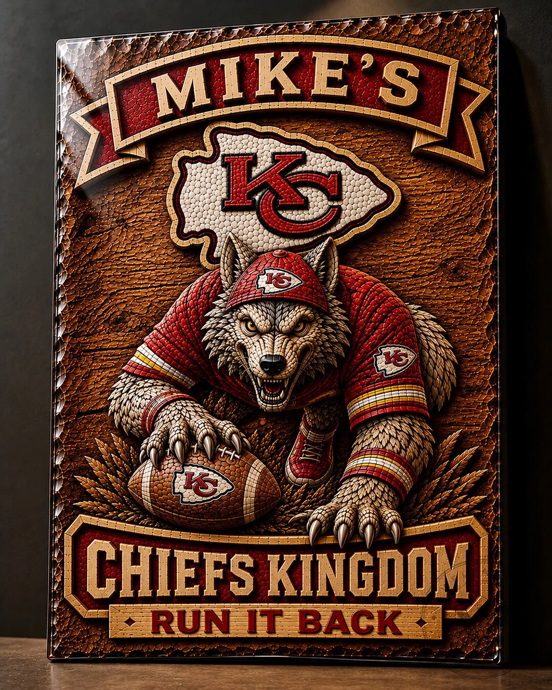 Kansas City Chiefs Wolf Mascot Wooden Wall Art Sign 8 Kansas City Chiefs Wolf Mascot Wooden Wall Art Sign