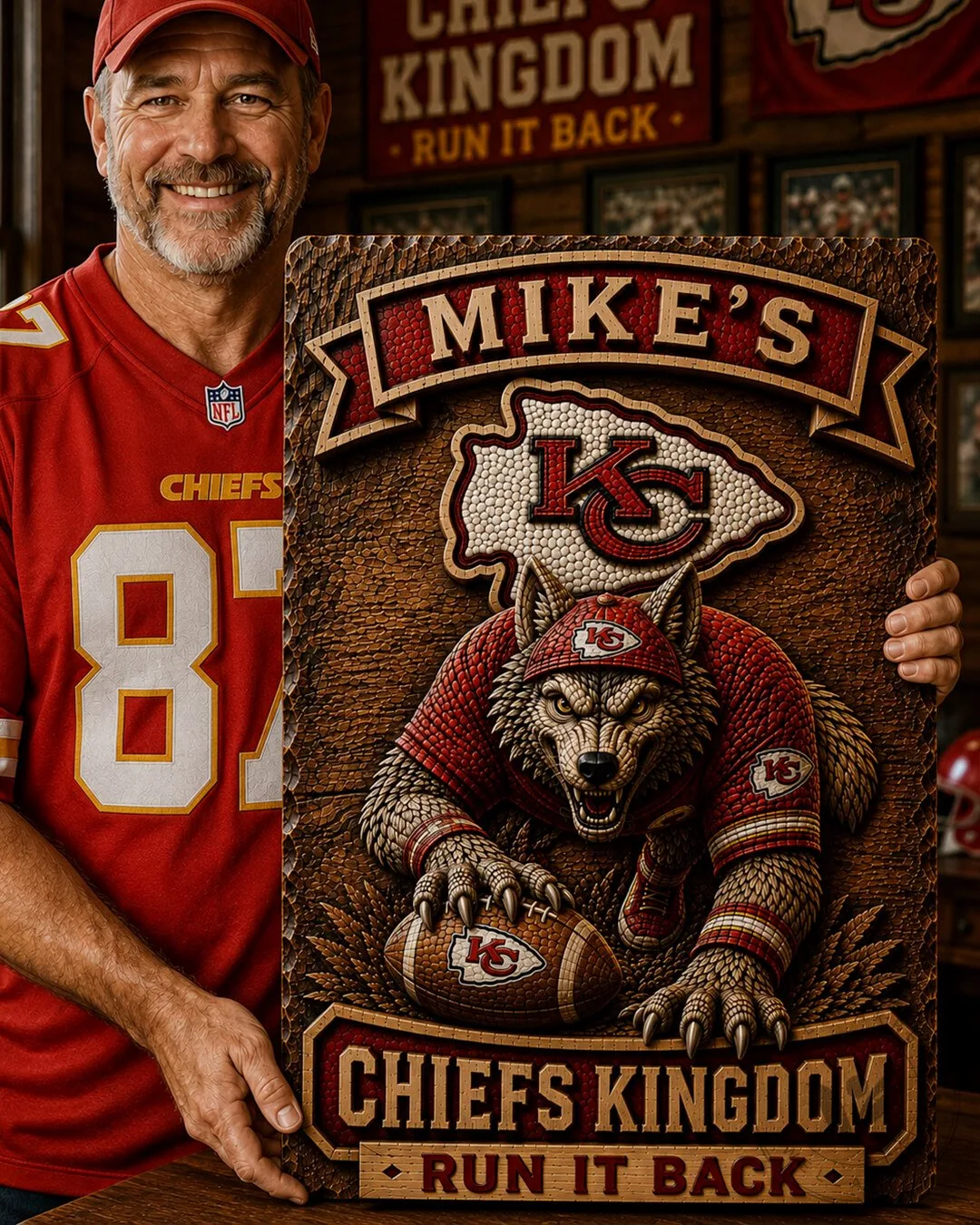 Kansas City Chiefs Wolf Mascot Wooden Wall Art Sign 9 Kansas City Chiefs Wolf Mascot Wooden Wall Art Sign