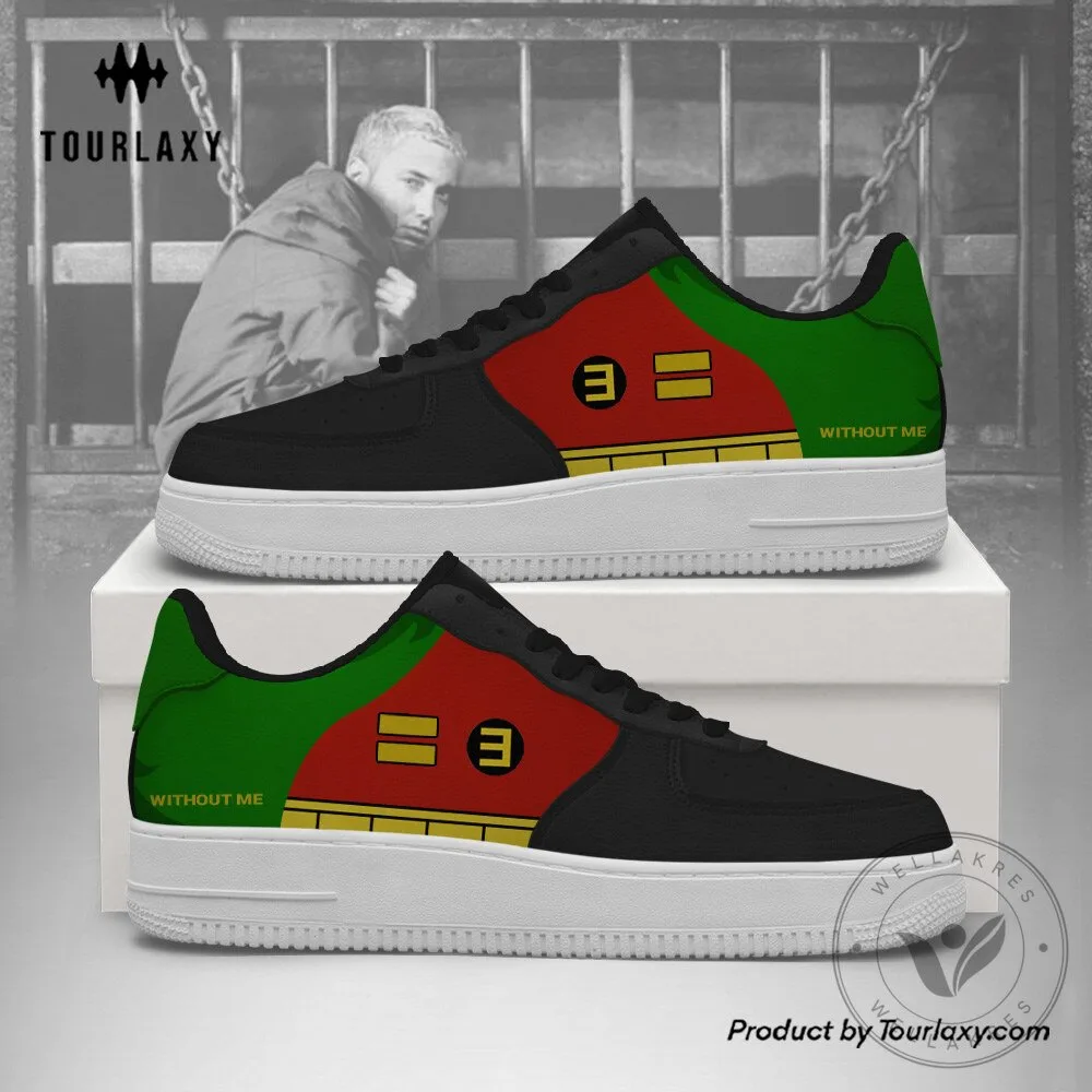 Eminem Without Me Song Lyrics Custom Printed Black Red Green Sneakers Shoes