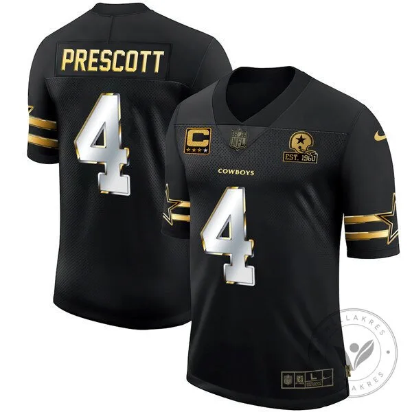 Dak Prescott Dallas Cowboys Black Gold Collection Football Jersey 64 Dak Prescott Dallas Cowboys Black Gold Collection Football Jersey