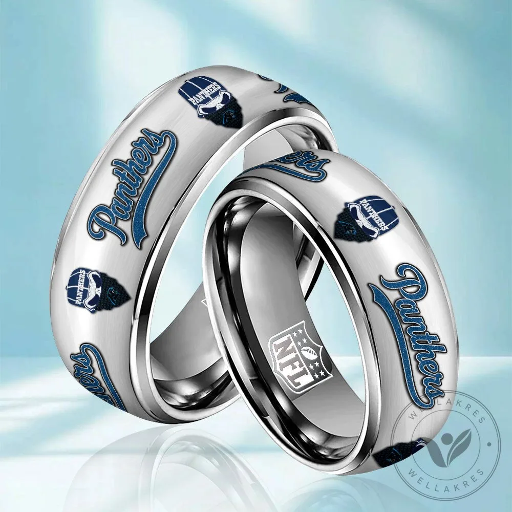 Carolina Panthers NFL Team Logo Stainless Steel Wedding Band Ring