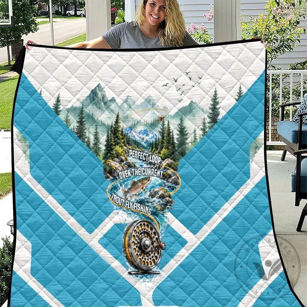 Trout Fly Fishing Perfect Loop Over The Current Quilt