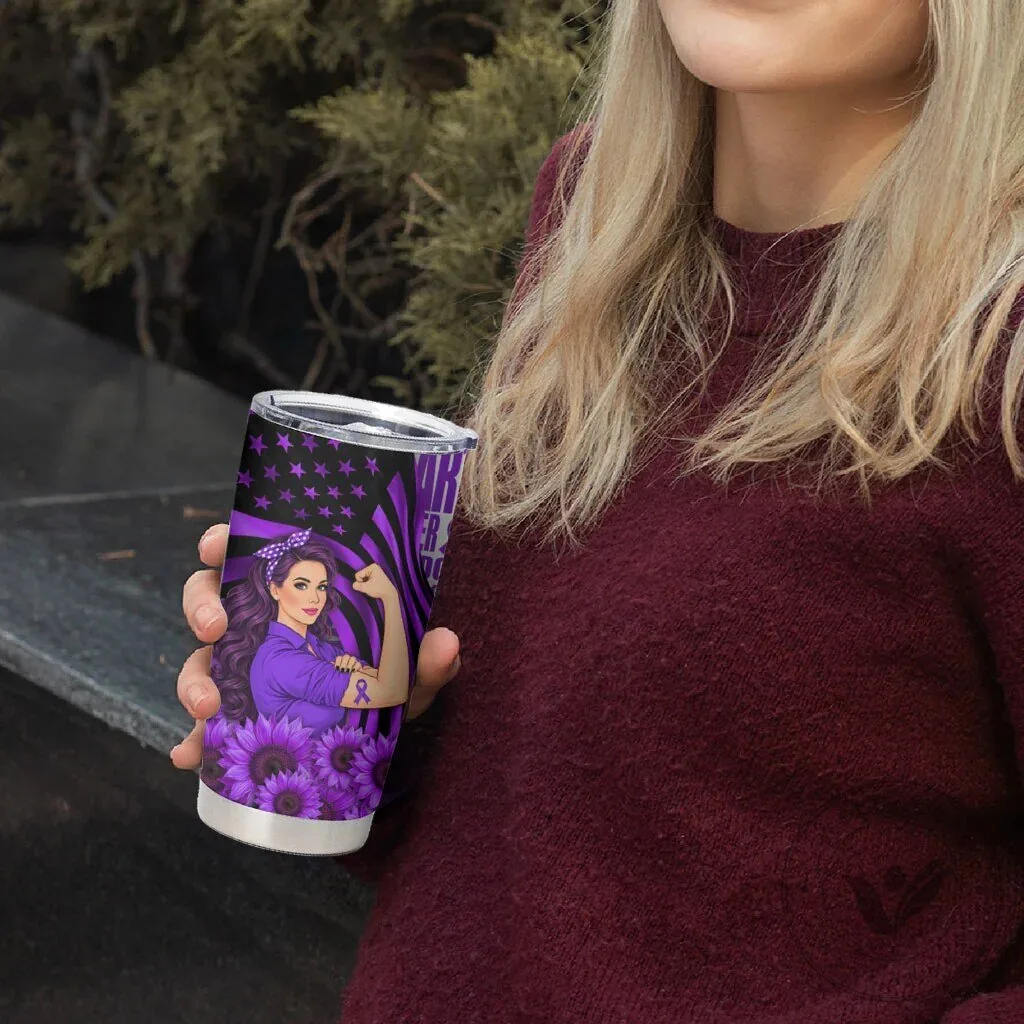 Domestic Violence Awareness Purple Ribbon Sunflower Rosie the Riveter Tumbler 11 Domestic Violence Awareness Purple Ribbon Sunflower Rosie the Riveter Tumbler