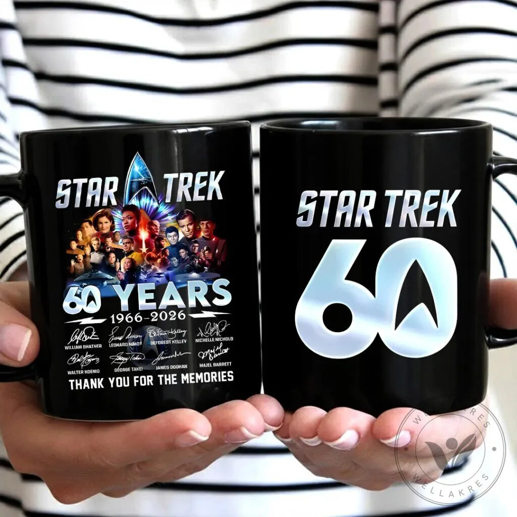 Star Trek 60 Years Anniversary Cast Signatures Black Ceramic Coffee Mug 1 Star Trek 60 Years Anniversary Cast Signatures Black Ceramic Coffee Mug