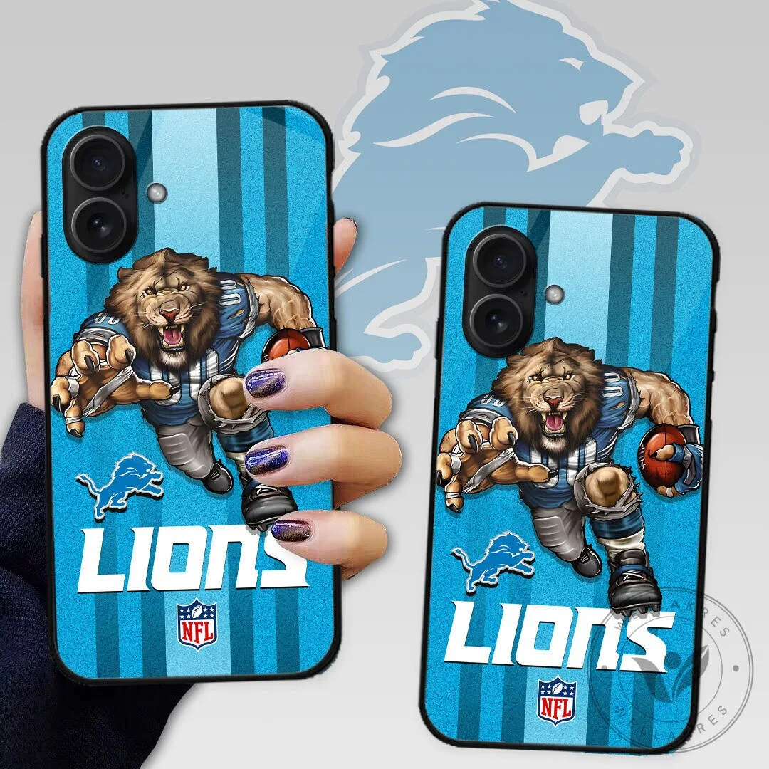 Detroit Lions Football Team Mascot Cartoon Design Phone Case