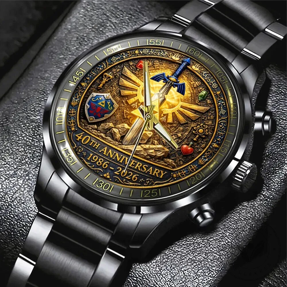 Legend of Zelda 40th Anniversary Black Stainless Steel Watch 43 Legend of Zelda 40th Anniversary Black Stainless Steel Watch