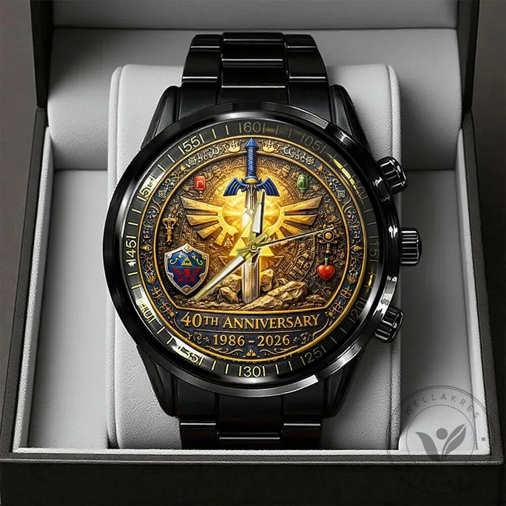 Legend of Zelda 40th Anniversary Black Stainless Steel Watch 8 Legend of Zelda 40th Anniversary Black Stainless Steel Watch
