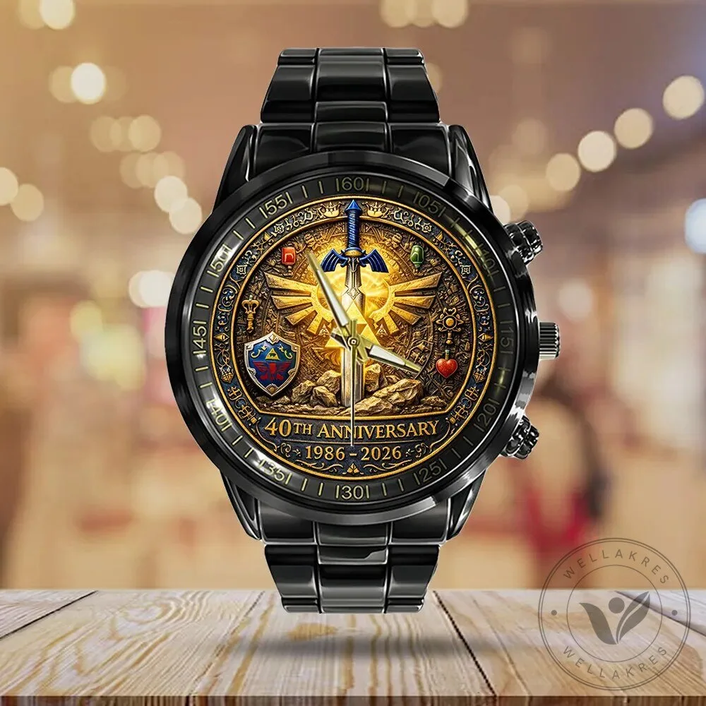 Legend of Zelda 40th Anniversary Black Stainless Steel Watch 9 Legend of Zelda 40th Anniversary Black Stainless Steel Watch