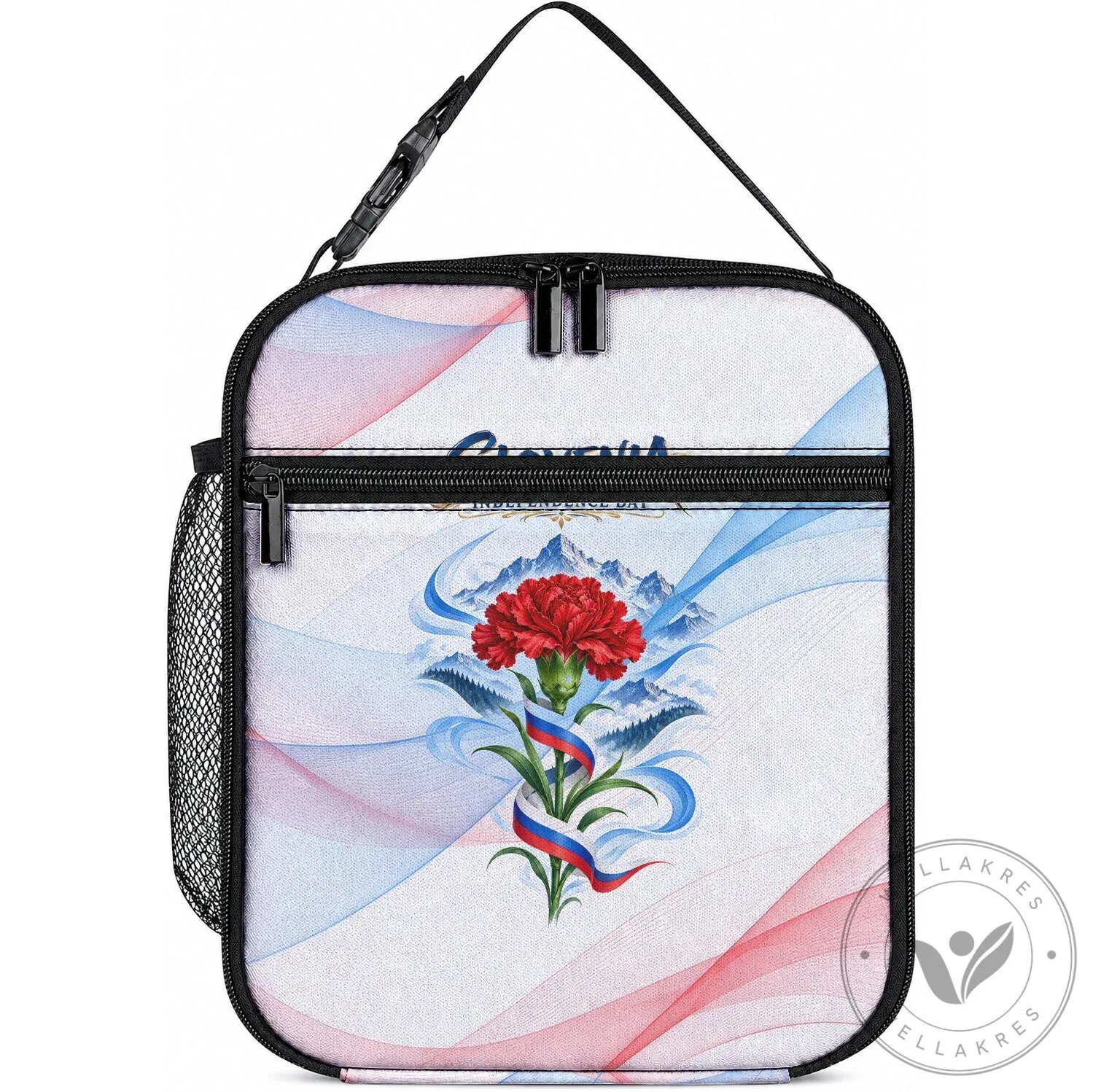 Slovenia Independence Day Red Carnation Flower Mount Triglav Flag Lunch Bag