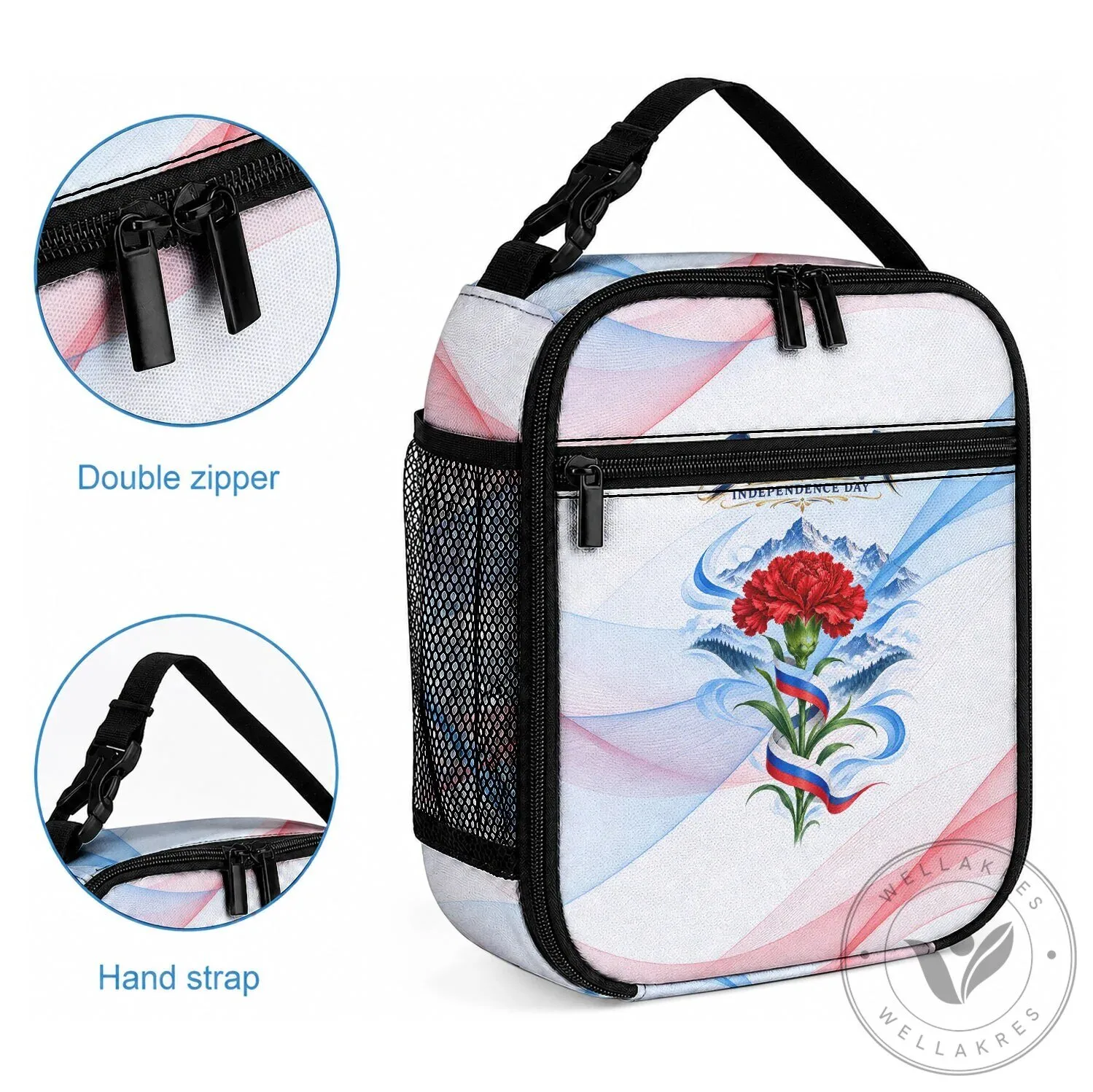Slovenia Independence Day Red Carnation Flower Mount Triglav Flag Lunch Bag 8 Slovenia Independence Day Red Carnation Flower Mount Triglav Flag Lunch Bag