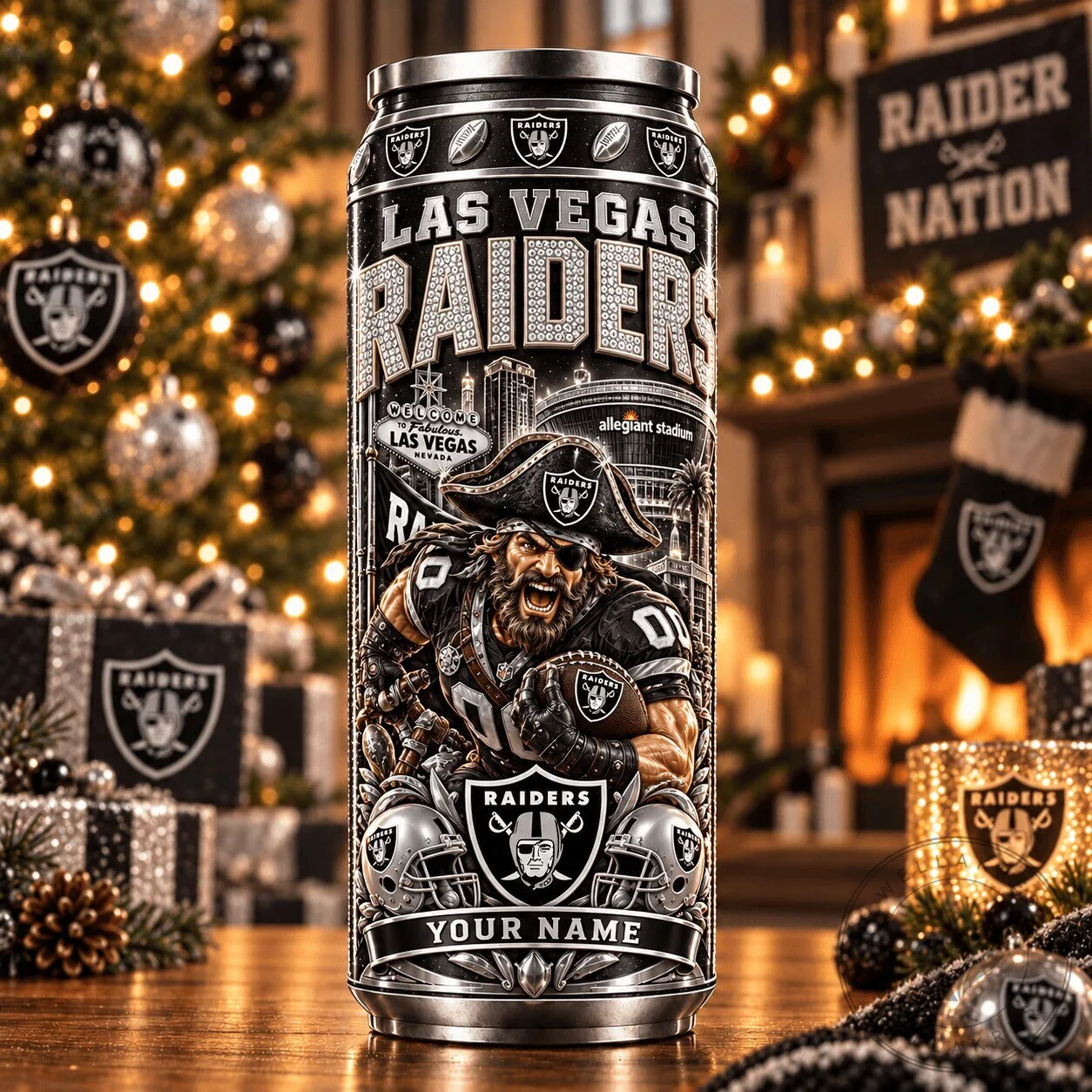 Las Vegas Raiders NFL Football Team Personalized Can Tumbler