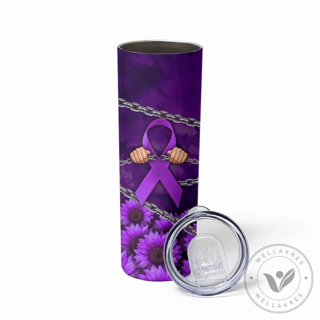Sunflower Strength Quote Tumbler with Purple Ribbon for Domestic Violence Awareness 10 Sunflower Strength Quote Tumbler with Purple Ribbon for Domestic Violence Awareness