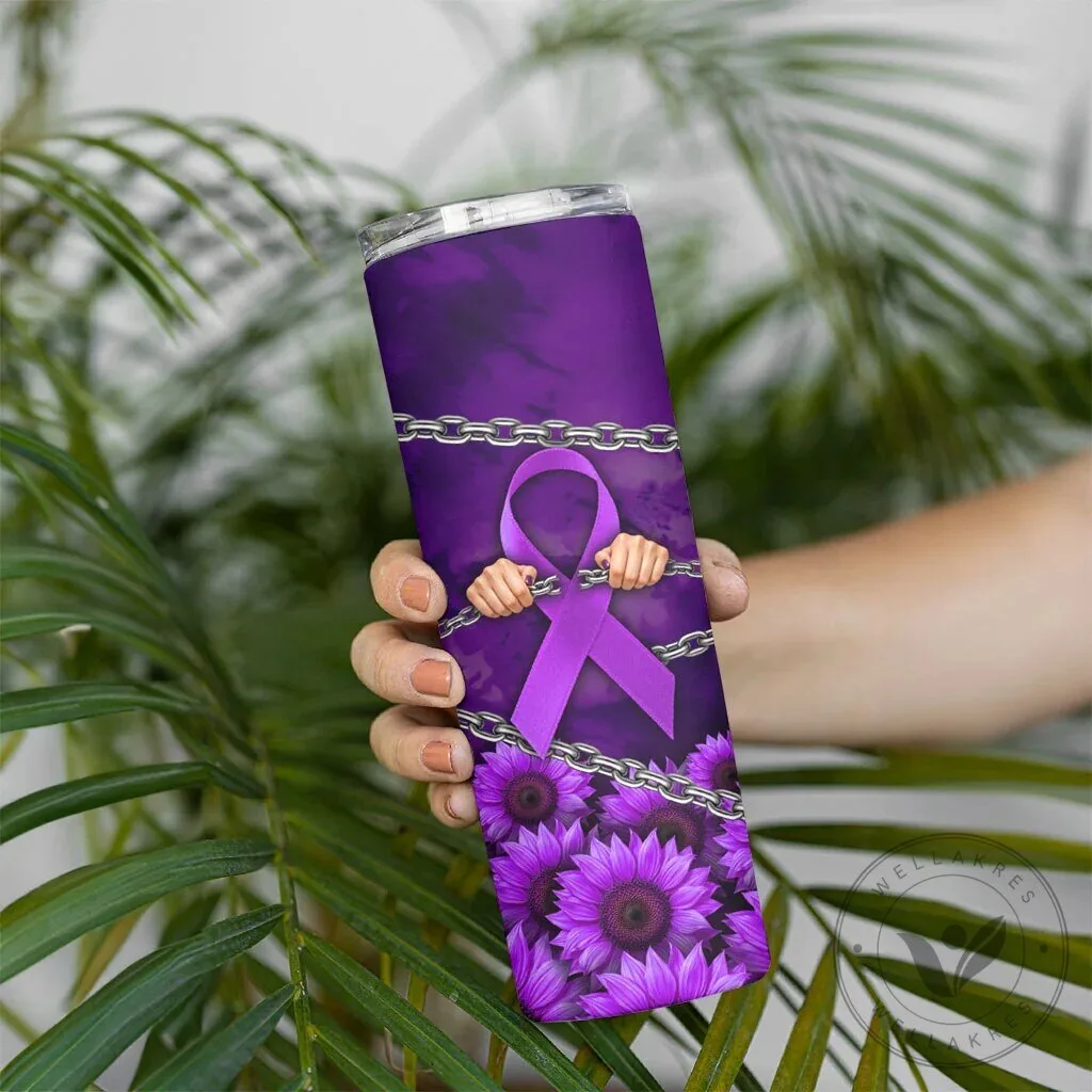 Sunflower Strength Quote Tumbler with Purple Ribbon for Domestic Violence Awareness 11 Sunflower Strength Quote Tumbler with Purple Ribbon for Domestic Violence Awareness