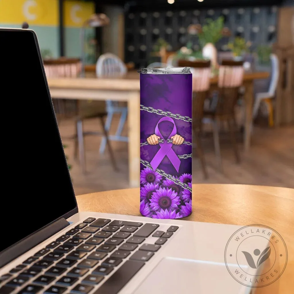 Sunflower Strength Quote Tumbler with Purple Ribbon for Domestic Violence Awareness 13 Sunflower Strength Quote Tumbler with Purple Ribbon for Domestic Violence Awareness