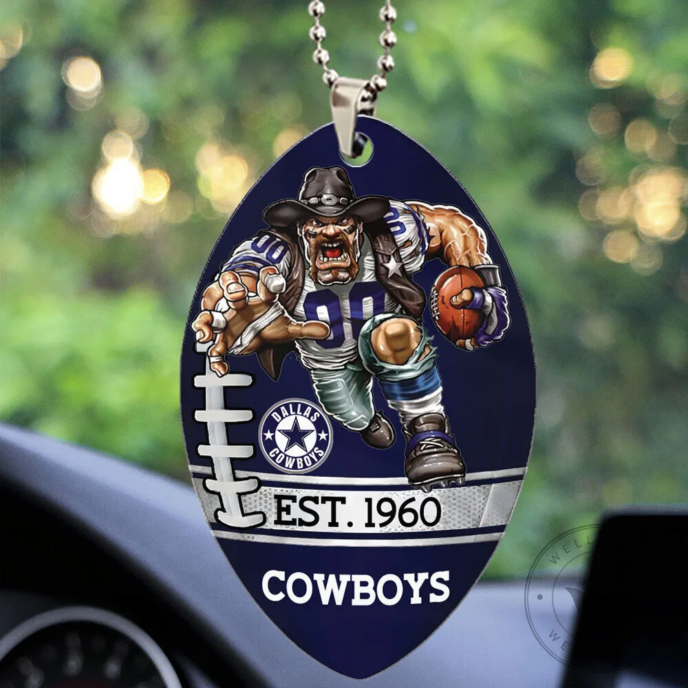 Dallas Cowboys Football Player Car Ornament with Established 1960 Logo