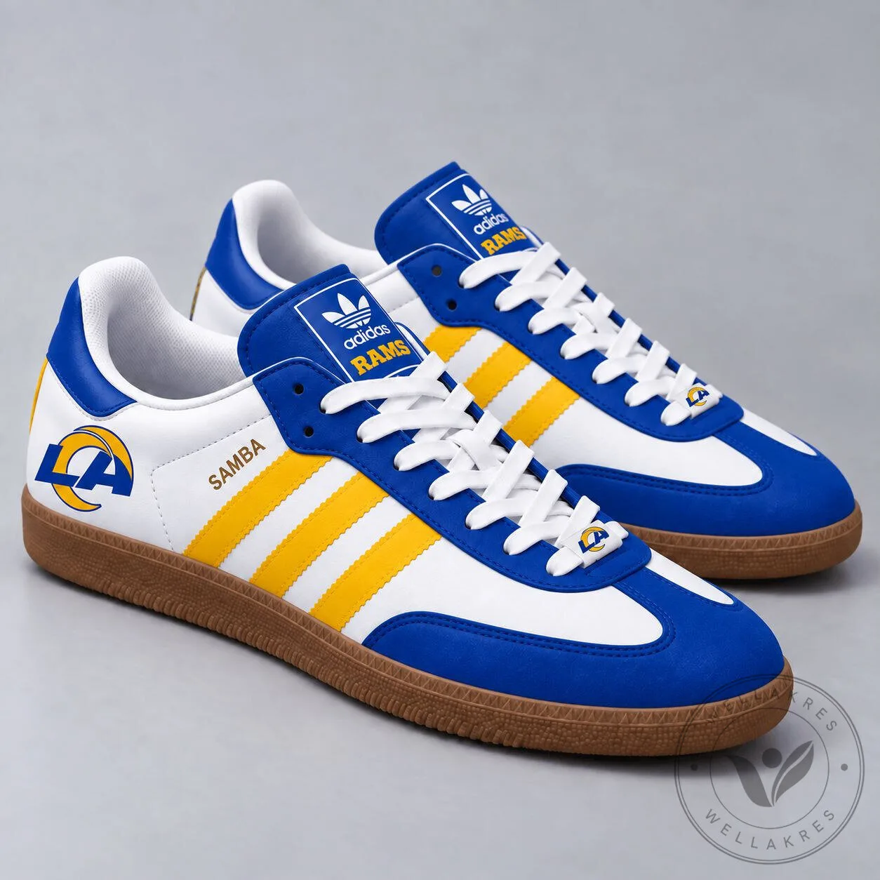 Los Angeles Rams NFL Team Pride White Blue Yellow Samba Shoes