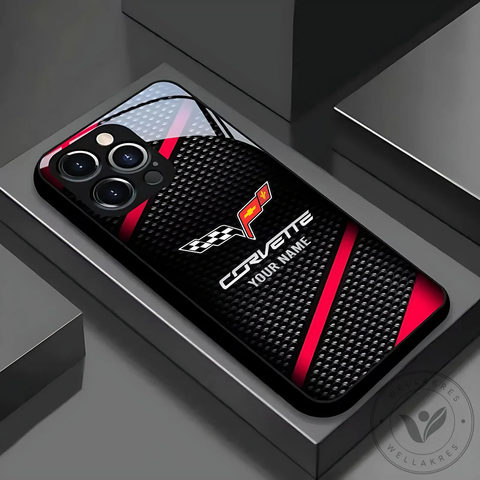 Corvette Carbon Fiber Pattern Custom Name iPhone Case 23 Corvette Carbon Fiber Pattern Custom Name iPhone Case