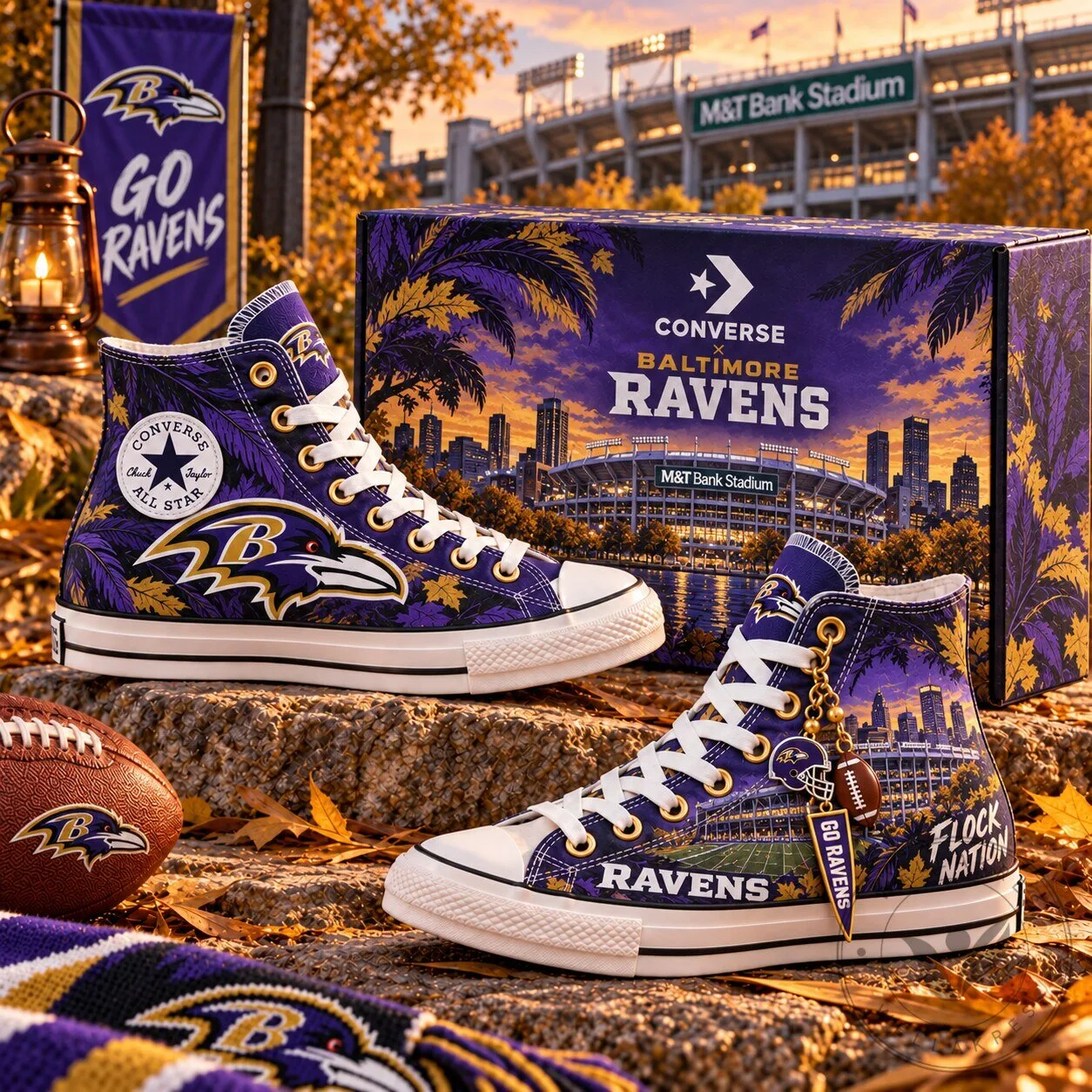 Baltimore Ravens NFL Team Logo High-Top Sneakers for Football Fans