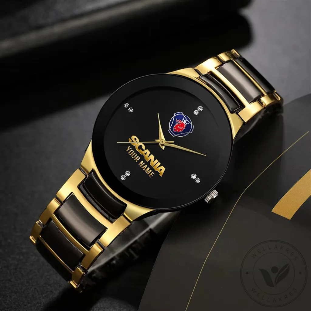 Scania Custom Name Gold and Black Stainless Steel Quartz Watch 23 Scania Custom Name Gold and Black Stainless Steel Quartz Watch