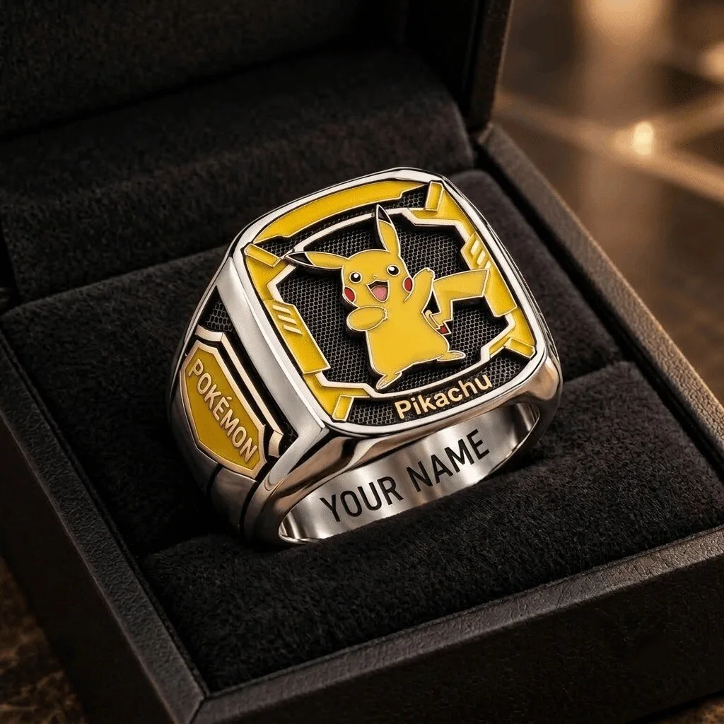 Pikachu Pokemon Custom Engraved Fan Ring