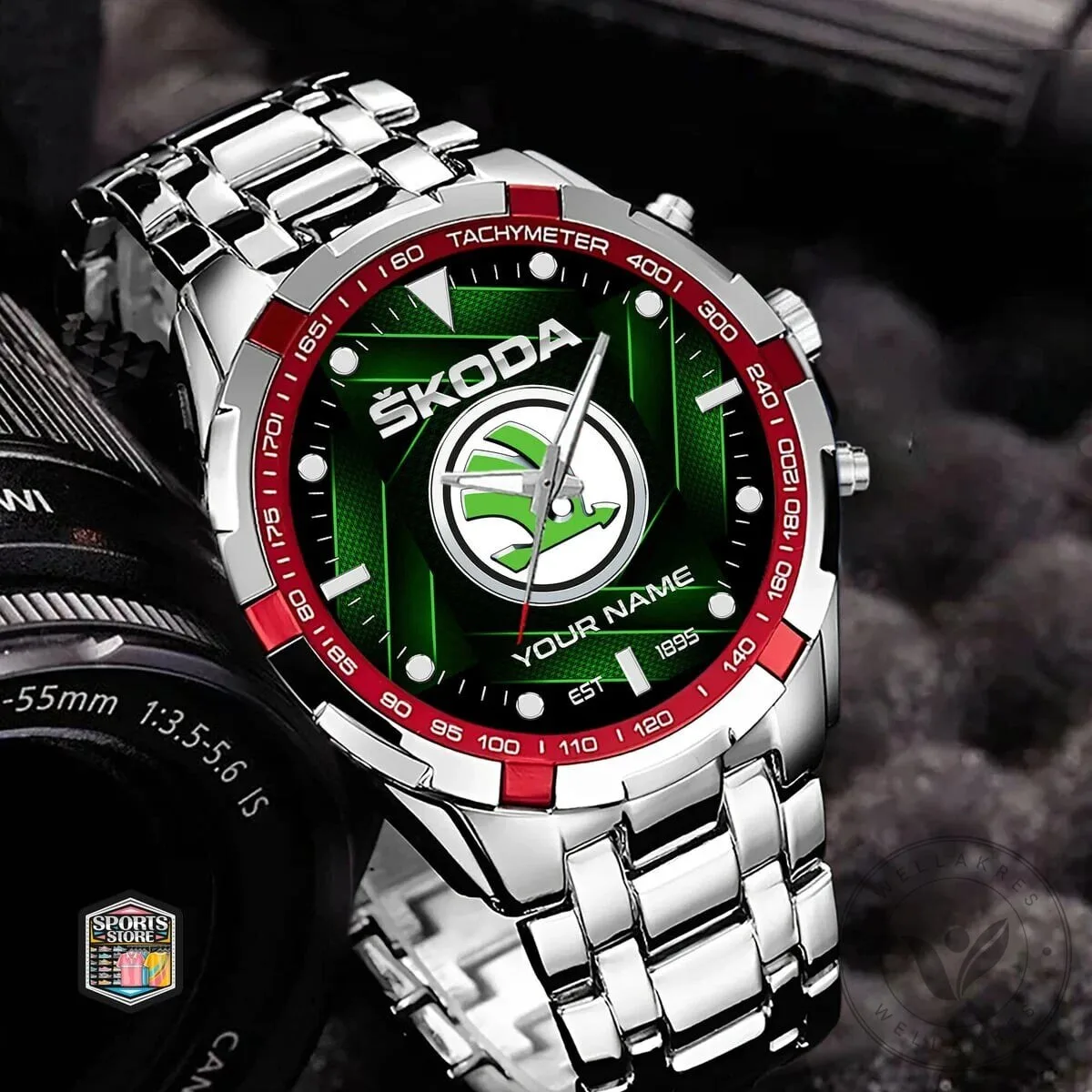 Elegant Fashion Design Stainless Steel Watch by Skoda with Custom Name Options