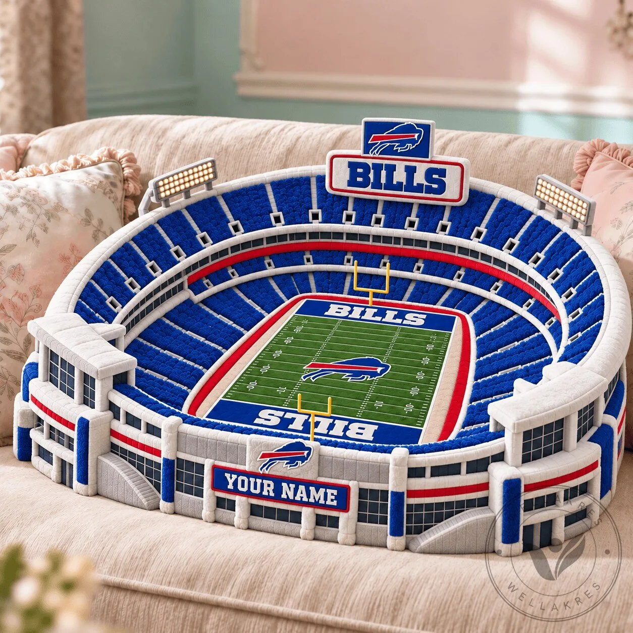 Buffalo Bills Highmark Stadium Custom Shaped Throw Pillow