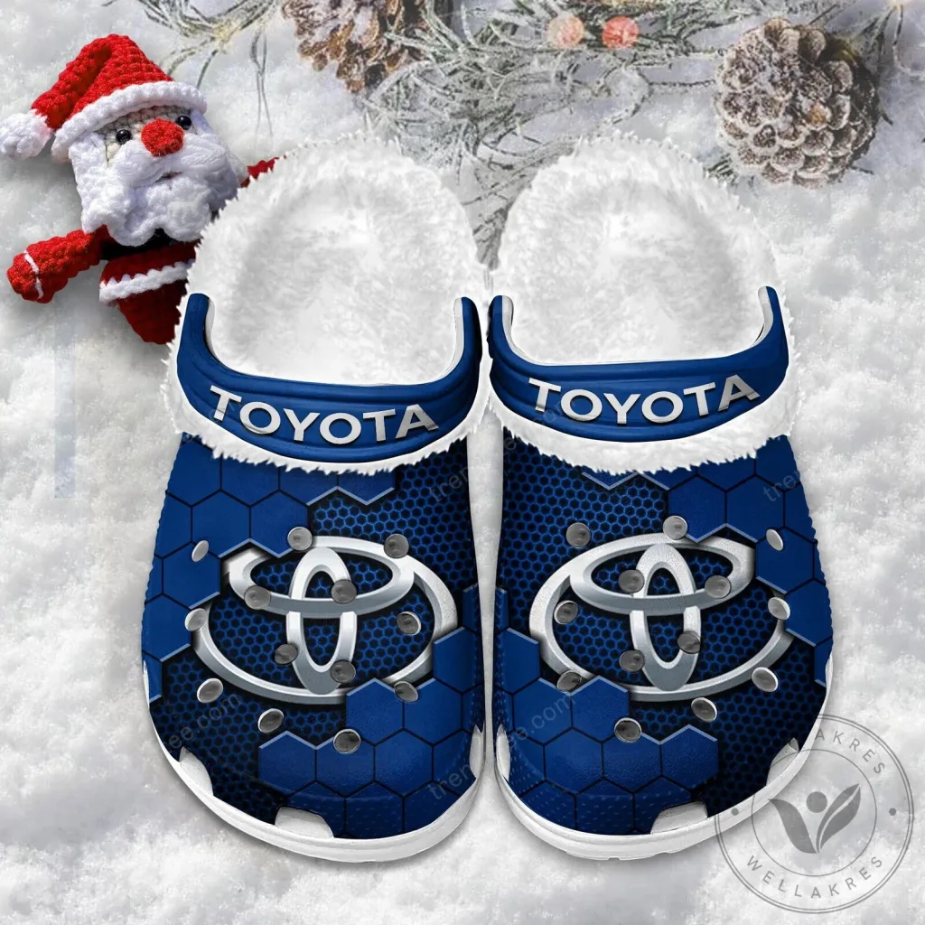 Toyota Logo Blue Hexagon Pattern Classic Faux Fur Lined Clogs Shoes 15 Toyota Logo Blue Hexagon Pattern Classic Faux Fur Lined Clogs Shoes